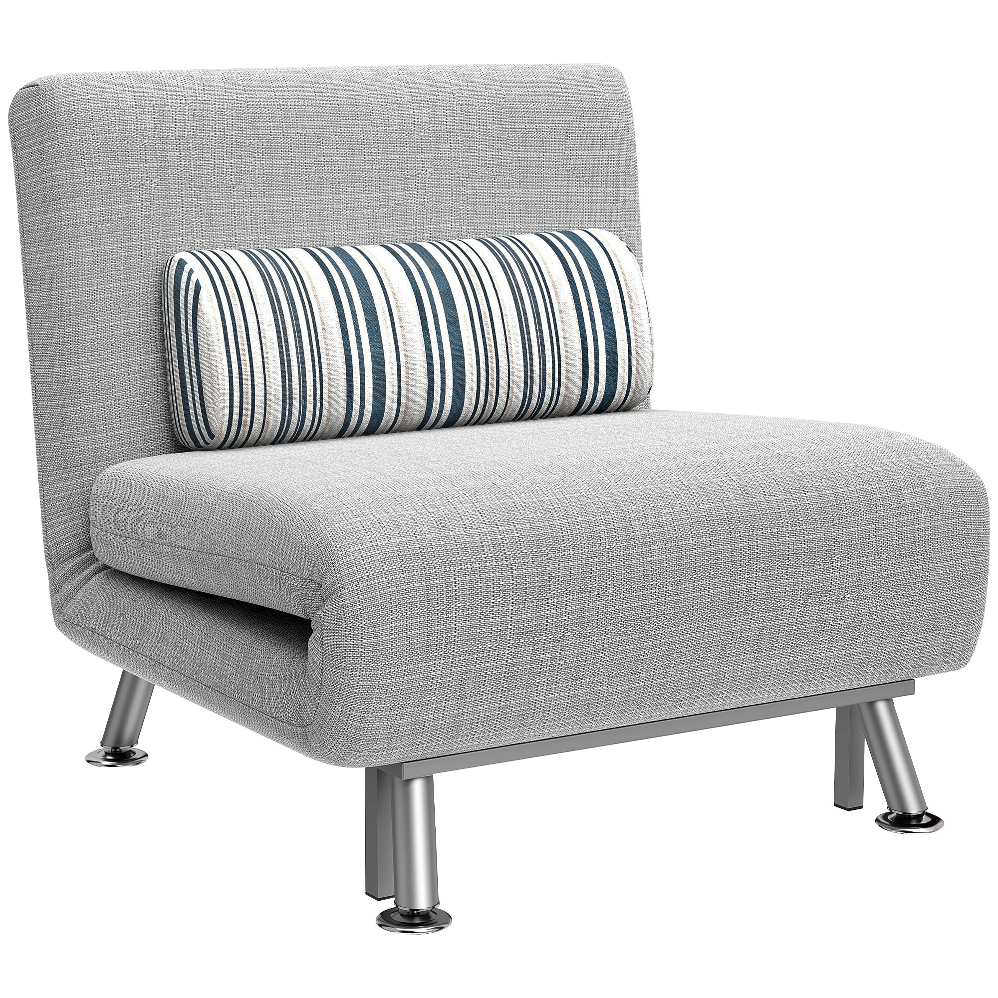 HOMCOM Klappbett Schlafsessel & Gästebett, Schlafsofa Faltmatratze, Metall, Grau, 75x70x75cm Aosom