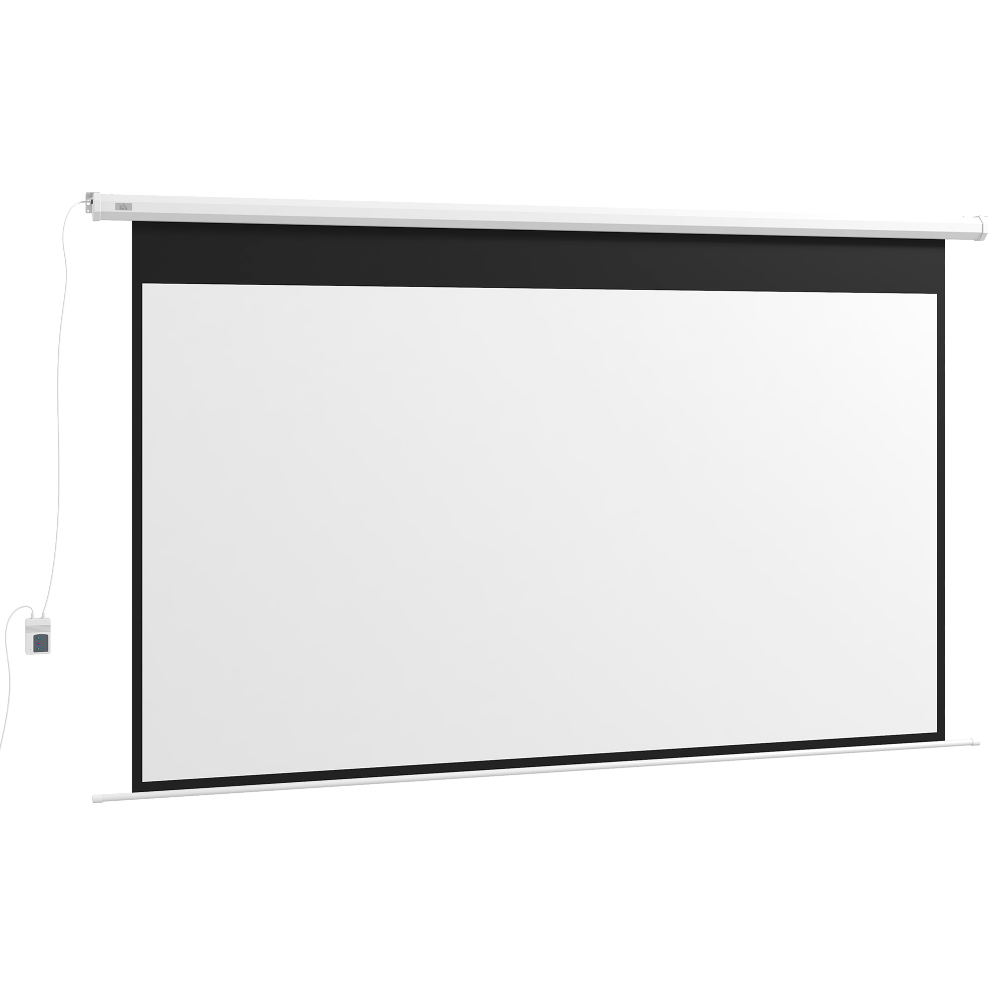 HOMCOM Elektrische Beamer-Leinwand 266 x 149 cm 16:9 mit Fernbedienung für Heimkino & Präsentationen, Metall, Weiß   Aosom.de