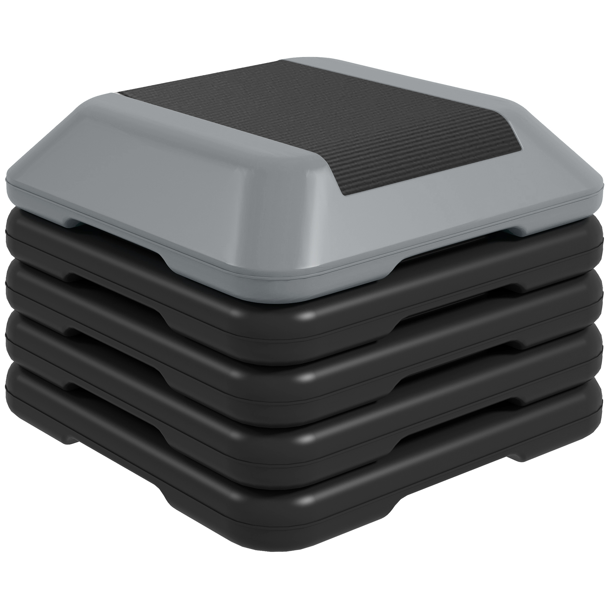 SPORTNOW Aerobic-Step, rutschfester Fitness-Stepper mit verstellbaren Höhen 10/15/20/25/30 cm, Tragkraft 150 kg, für Training zu Hause & Fitnessstudio, Grau   Aosom