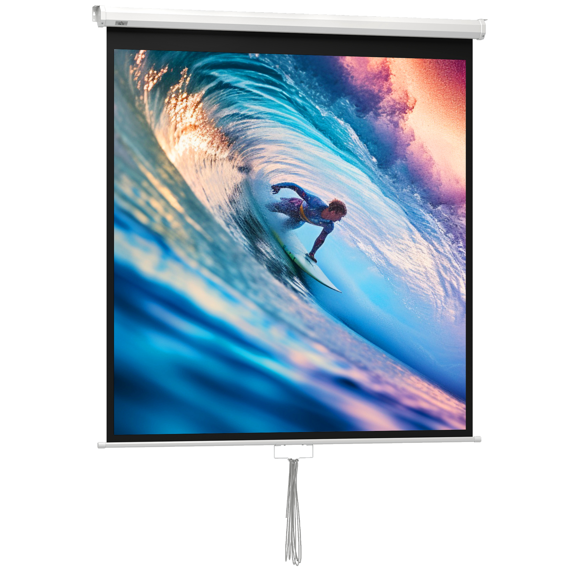 HOMCOM Beamer Leinwand 152 x 152 cm 85 Zoll 1:1 HD 4K Projektionsleinwand Rollo-Leinwand für Heimkino Büro-Präsentationen Aosom