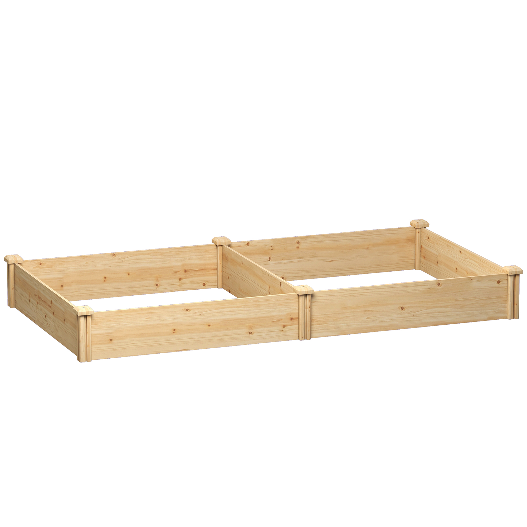 Outsunny Hochbeet aus Holz, Urbanes Hochbeet zum Pflanzen, Außen-Pflanzkasten mit Trennwand und offenem Boden, DIY-Anstrich, für Garten, Terrasse, 235x121x26 cm, Natur   Aosom