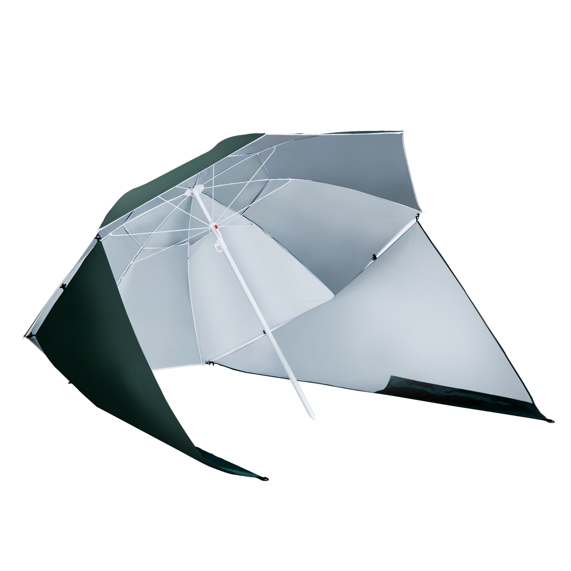 Outsunny 2 in 1 Sonnenschirm Strandschirm Windschutz Strandmuschel Dunkelgrün Φ210xH222cm für optimalen Sonnenschutz und Stabilität Aosom.de