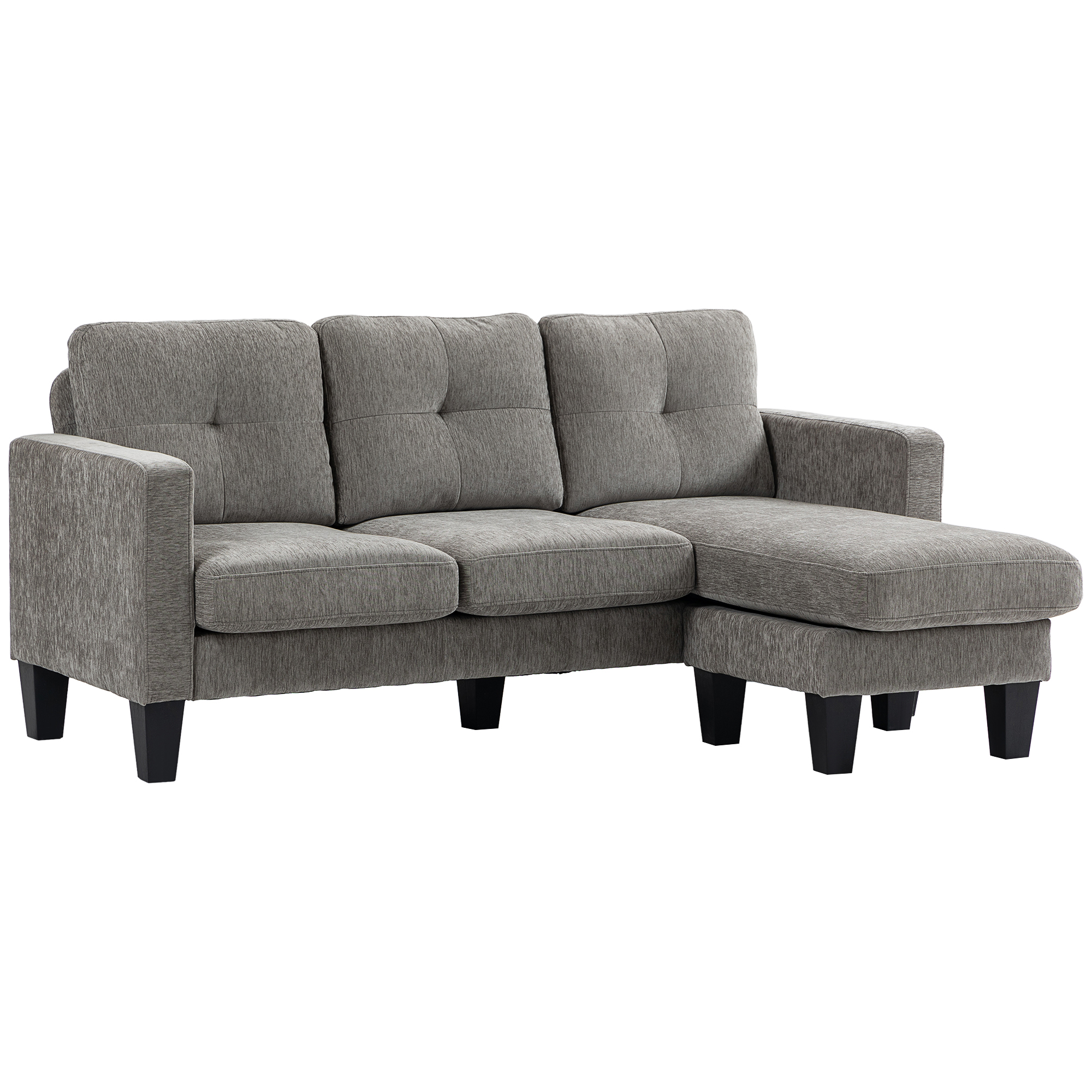 HOMCOM Ecksofa, Eck-Couch mit umkehrbarer Chaiselongue, Sofa in L-Form, Gepolstert Eckcouch mit Federkern, Stahlrahmen Chenille-Optik, 186 x 130 x 84 cm, Braun   Aosom
