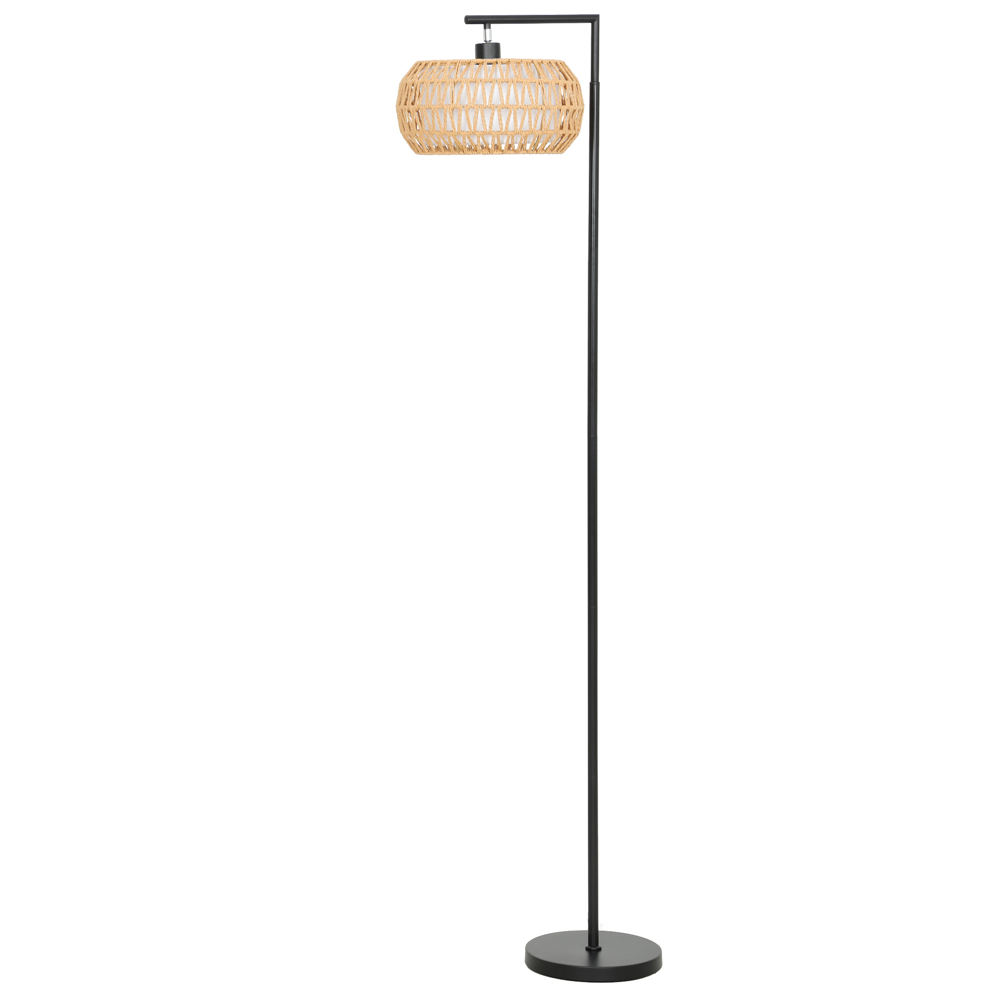 HOMCOM Stehlampe für Wohnzimmer, Boho-Stehleuchte 170H cm 3 000-6 500K dimmbar, 3 Farbtemperaturen, Fernbedienung, Fußschalter und Timer, für Wohnzimmer Schlafzimmer Büro, schwarz   Aosom