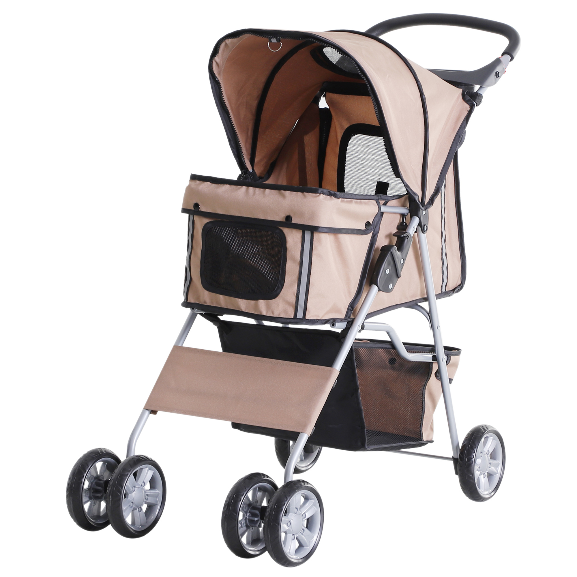 PawHut Hundewagen Hundebuggy in Kaffeebraun, Leichter Pet Stroller Jogger Anhänger, Faltbar & Praktisch Aosom
