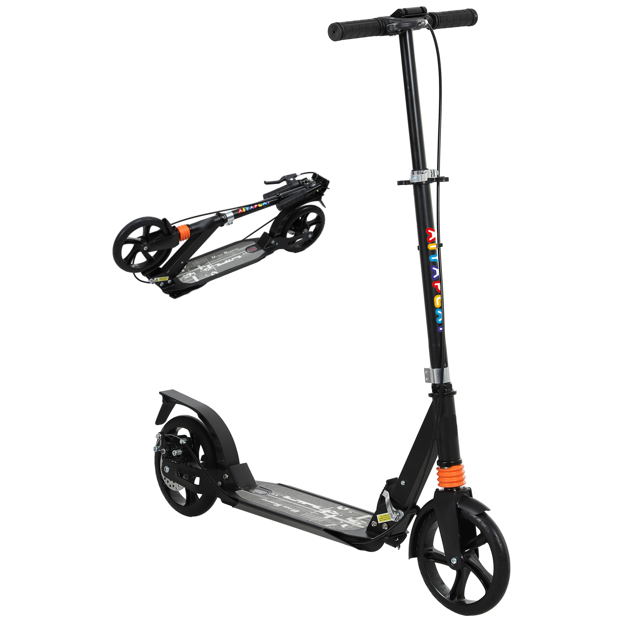 AIYAPLAY Roller Kinder Scooter mit verstellbaren Griffen klappbarer Kinderroller Höhenverstellbarer Tretroller für Kinder Jugendliche 6-12 Jahre Cityroller bis zu 100 kg   Aosom