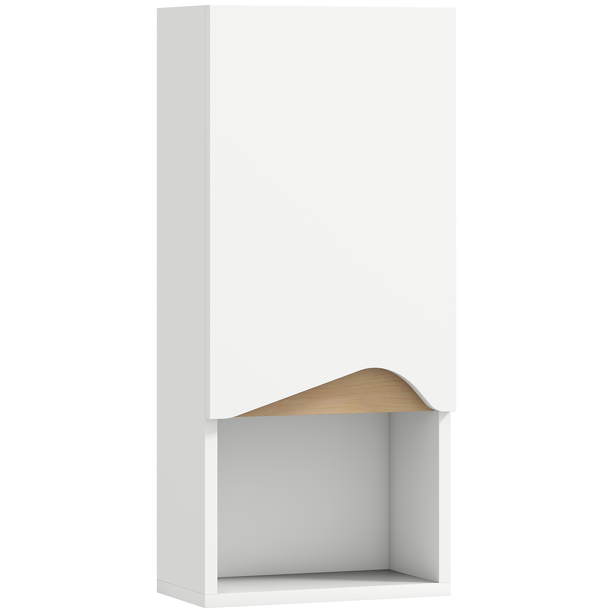 HOMCOM Wandschrank für Badezimmer, hängender Schrank mit Soft-Close-Tür, verstellbarem Einlegeboden und offenem Fach, hängender WC-Schrank, 30x17x67 cm, weiß   Aosom