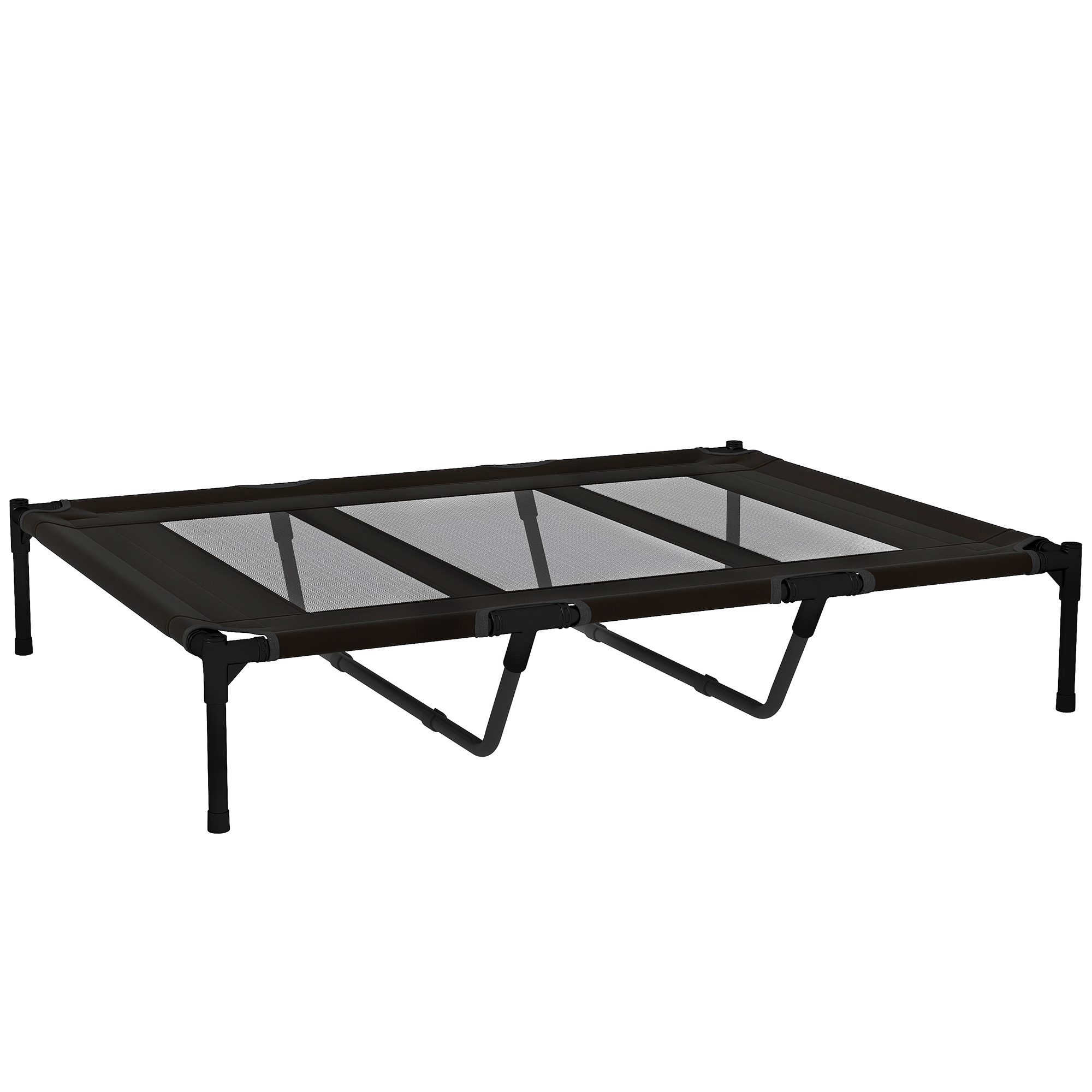 PawHut Erhöhte Hundeliege für große Hunde mit Tragetasche und rutschfesten Füßen, Hundebett für Hunde und Katzen aus Metall und Oxford-Gewebe, 122x92x23 cm, Schwarz   Aosom
