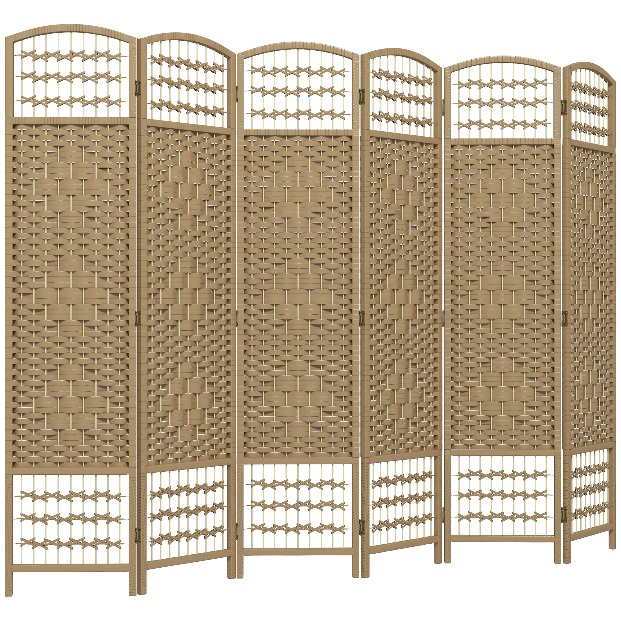 HOMCOM Raumteiler aus Holz 240 x 170 cm klappbarer Raumteiler 6 Paneele Trennwand Schlafzimmer Innenbereich Naturholz Aosom