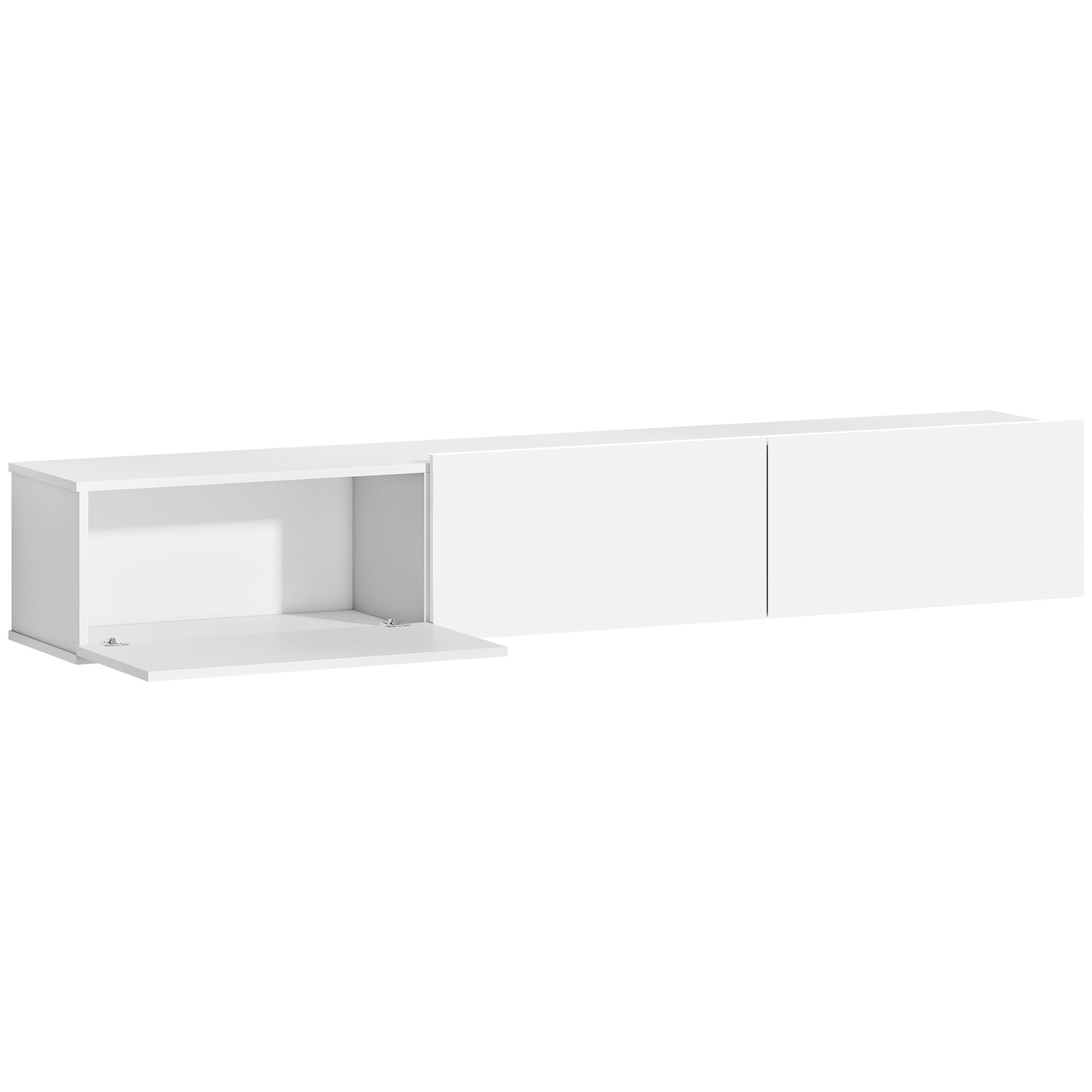 HOMCOM TV Schrank Lowboard hängend 180 cm Hochglanz Fernsehtisch für Fernseher bis zu 82 Zoll Hängeschrank mit 3 Klappen, Soft-Close-Türen für Wohnzimmer Weiß Aosom
