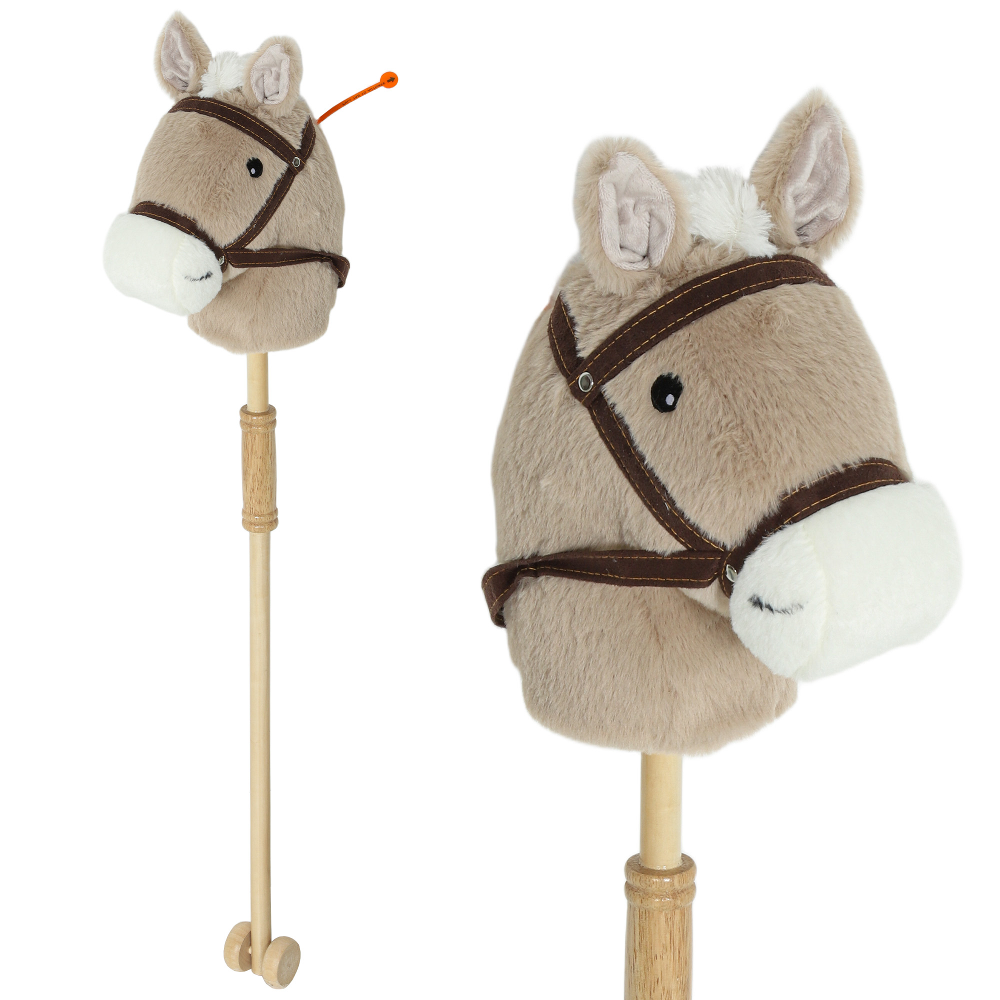 AIYAPLAY Hobby Horse Steckenpferd mit Sound, Rolle, Holzstock, Hobby Horsing aus Polyester für Kinder 24+ Monate, Stockpferd & Rollenspiel   Aosom