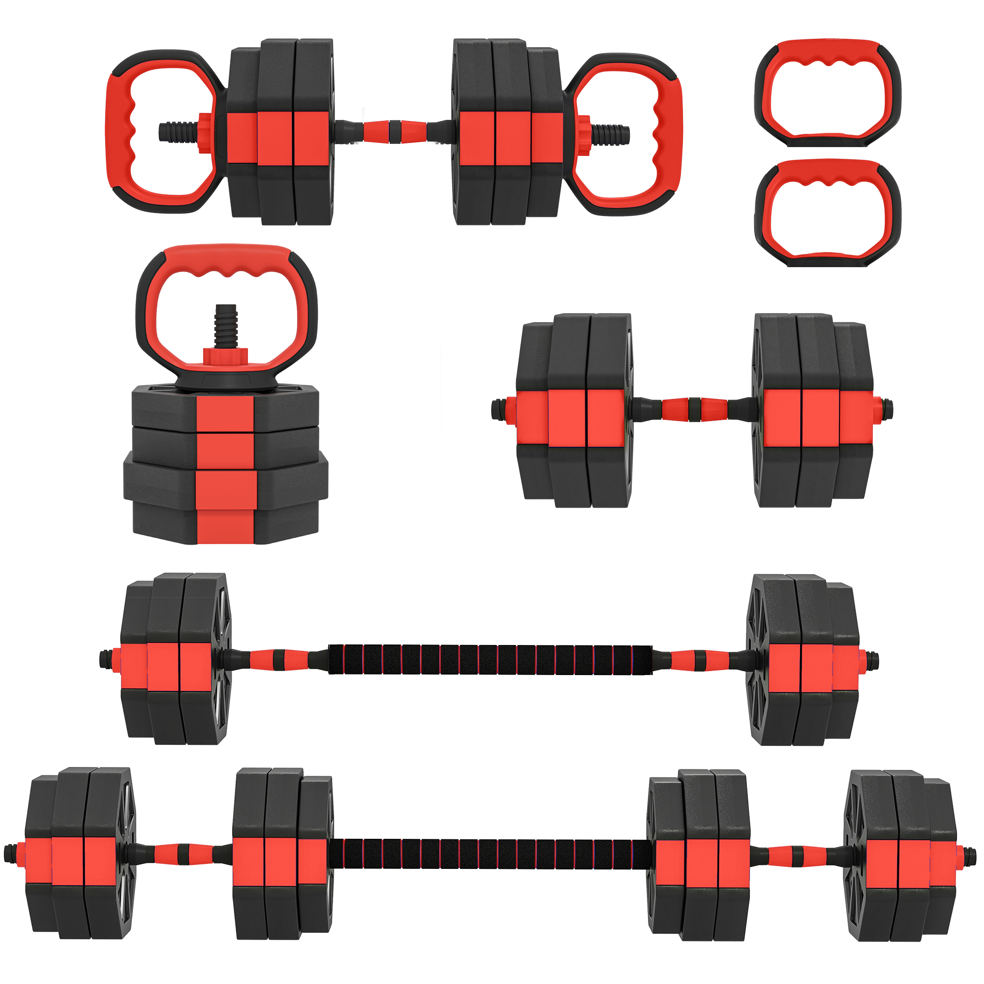 SPORTNOW 4-in-1 Hantelset Kurzhantel Set Kurzhanteln Langhanteln verstellbar 25 KG Hanteln Set Dumbbell mit Verbindungsrohr Sternverschlüsse Kurzhantelset für Krafttraining Zuhause Aosom