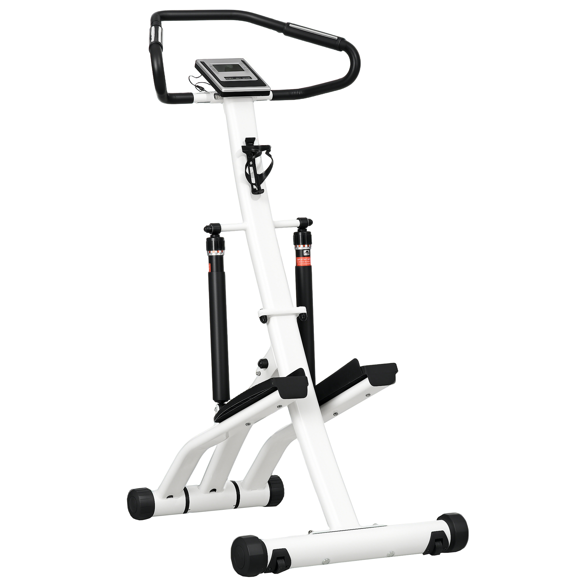 SPORTNOW Stepper mit Handgriff, Fitness Heimtrainer mit LCD-Bildschirm, Heimtrainer mit 12 Widerstandsstufen Schwarz+Silber 80 x 61 x 134 cm   Aosom