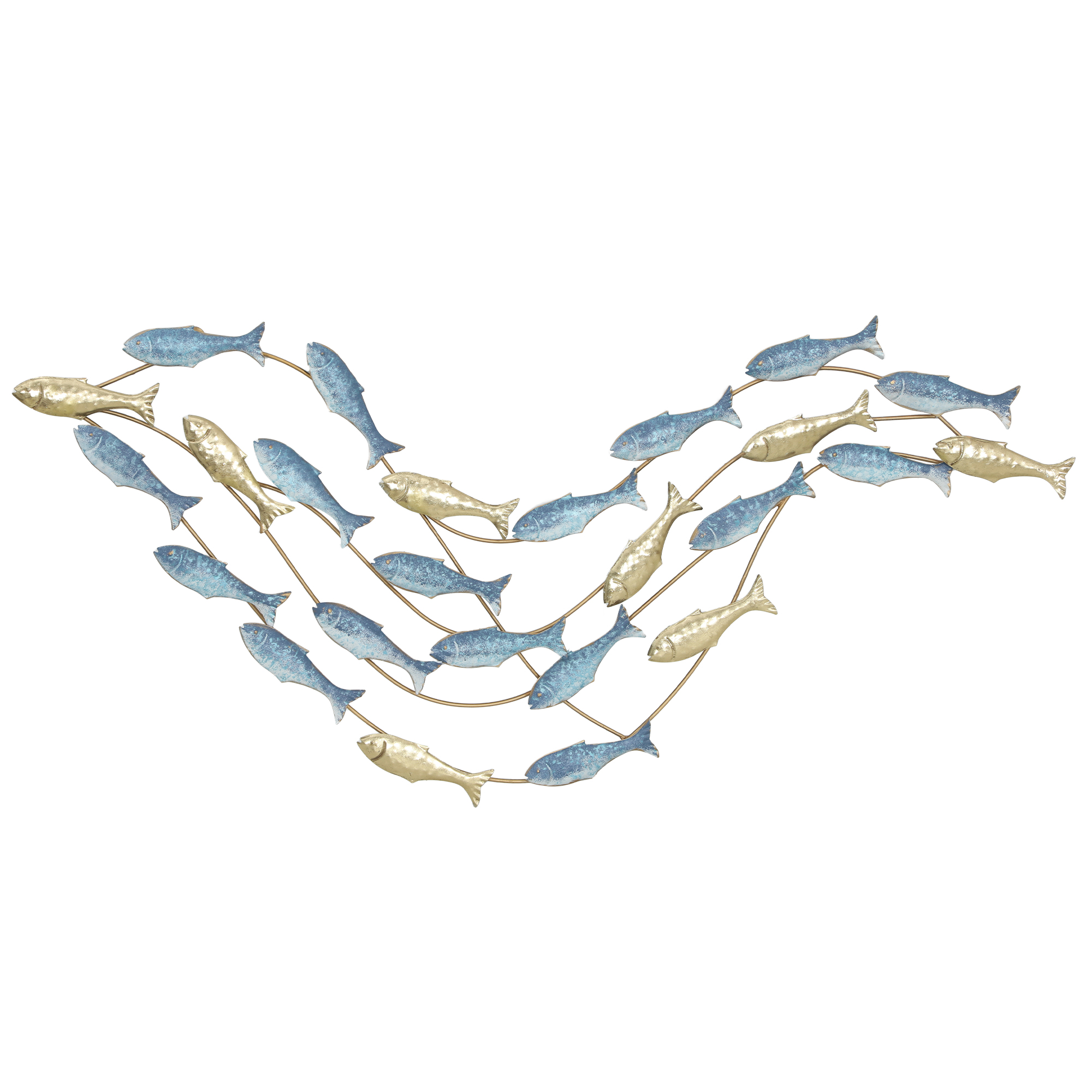 HOMCOM Wanddeko künstlerische Wandbild mit Fischdesign Wanddekoration Metallbild Wandskulptur Wohnzimmer-Kunst für Schlafzimmer Esszimmer Aosom