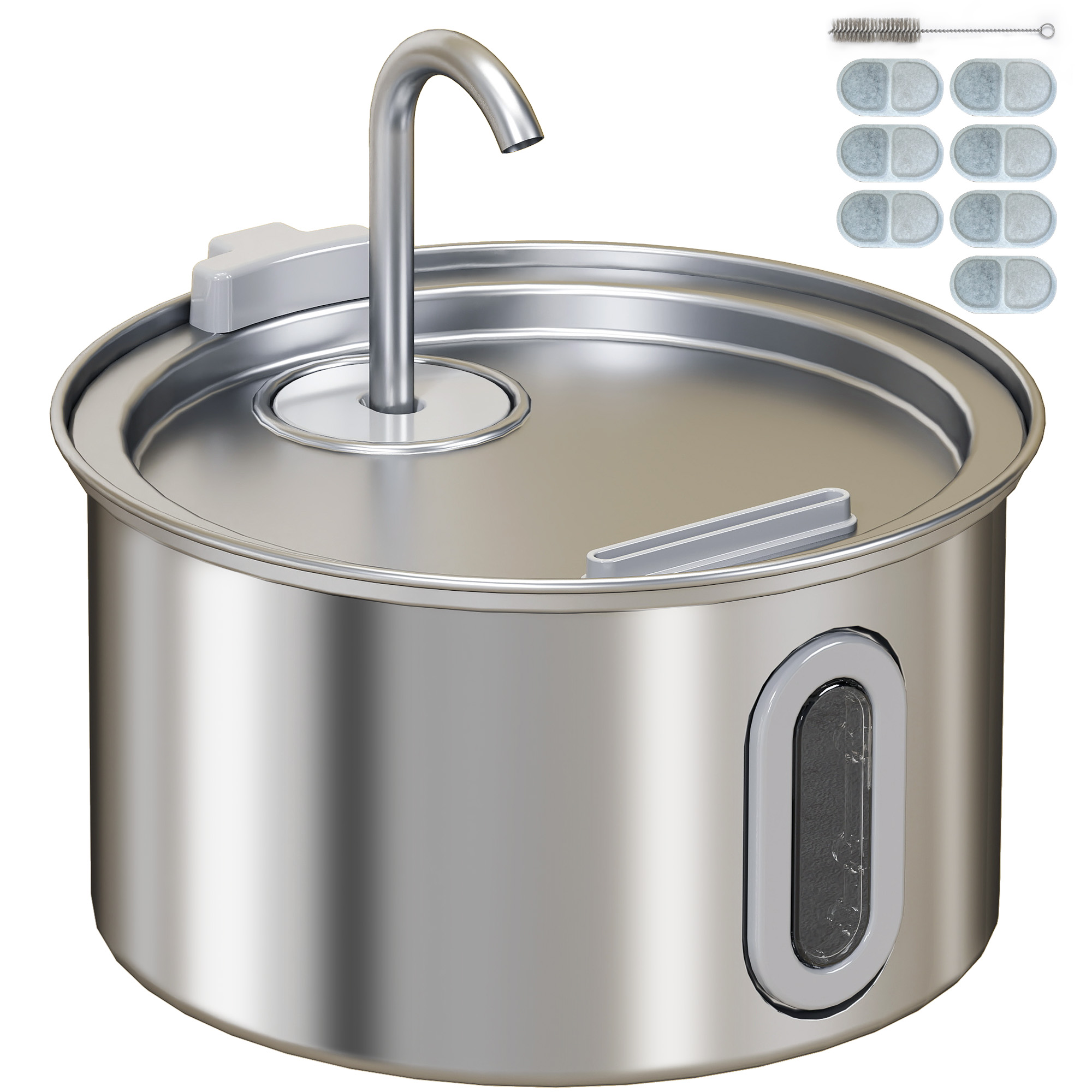 PawHut Katzenbrunnen 2,5L Trinkbrunnen für Katzen mit leiser Pumpe LED Aktivkohlefilter Wasserstandsfenster Katzentrinkbrunnen Leicht zu Reinigen, Wasserbrunnen für Katzen Hunde   Aosom