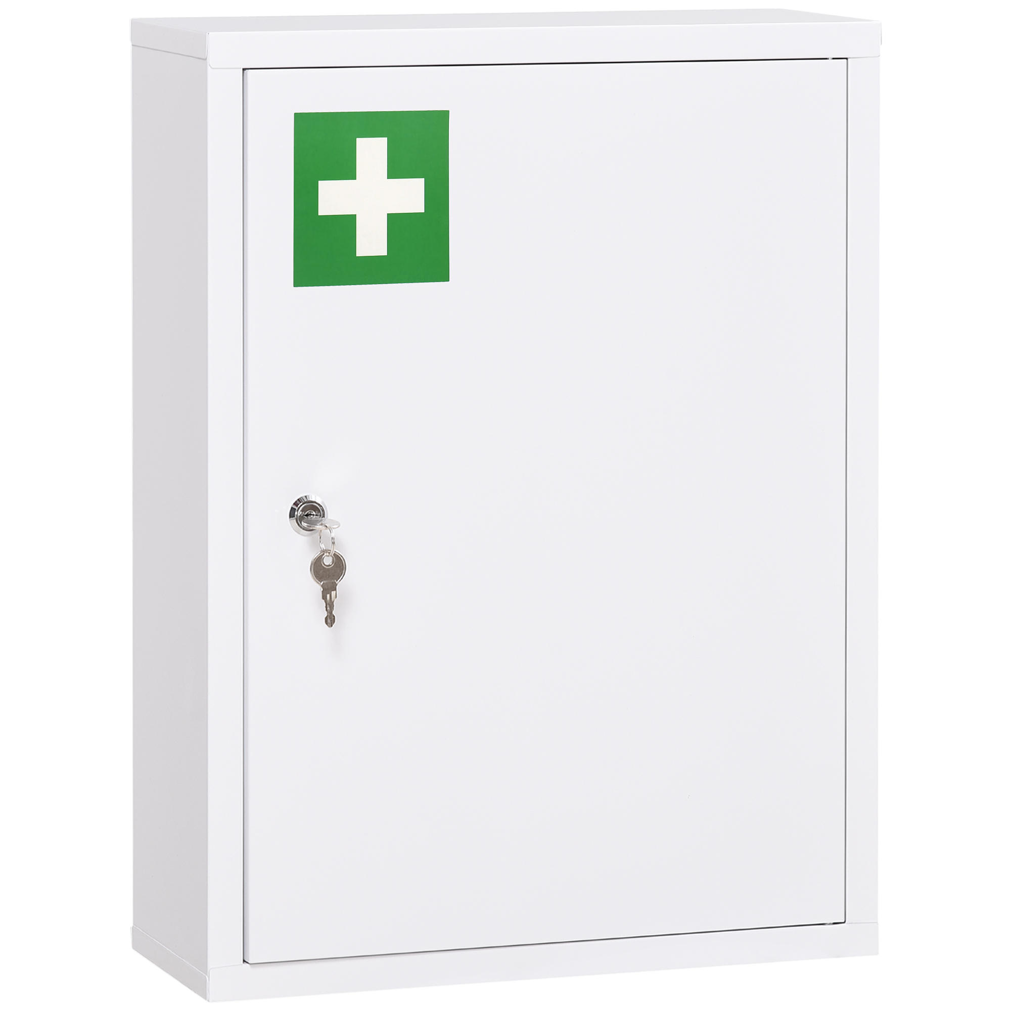 kleankin Apothekerschrank abschließbar Wandmontage mit 2 Schlüsseln aus Stahl in Weiß 40x15x53,5cm für Badezimmer & Küche   Aosom.de