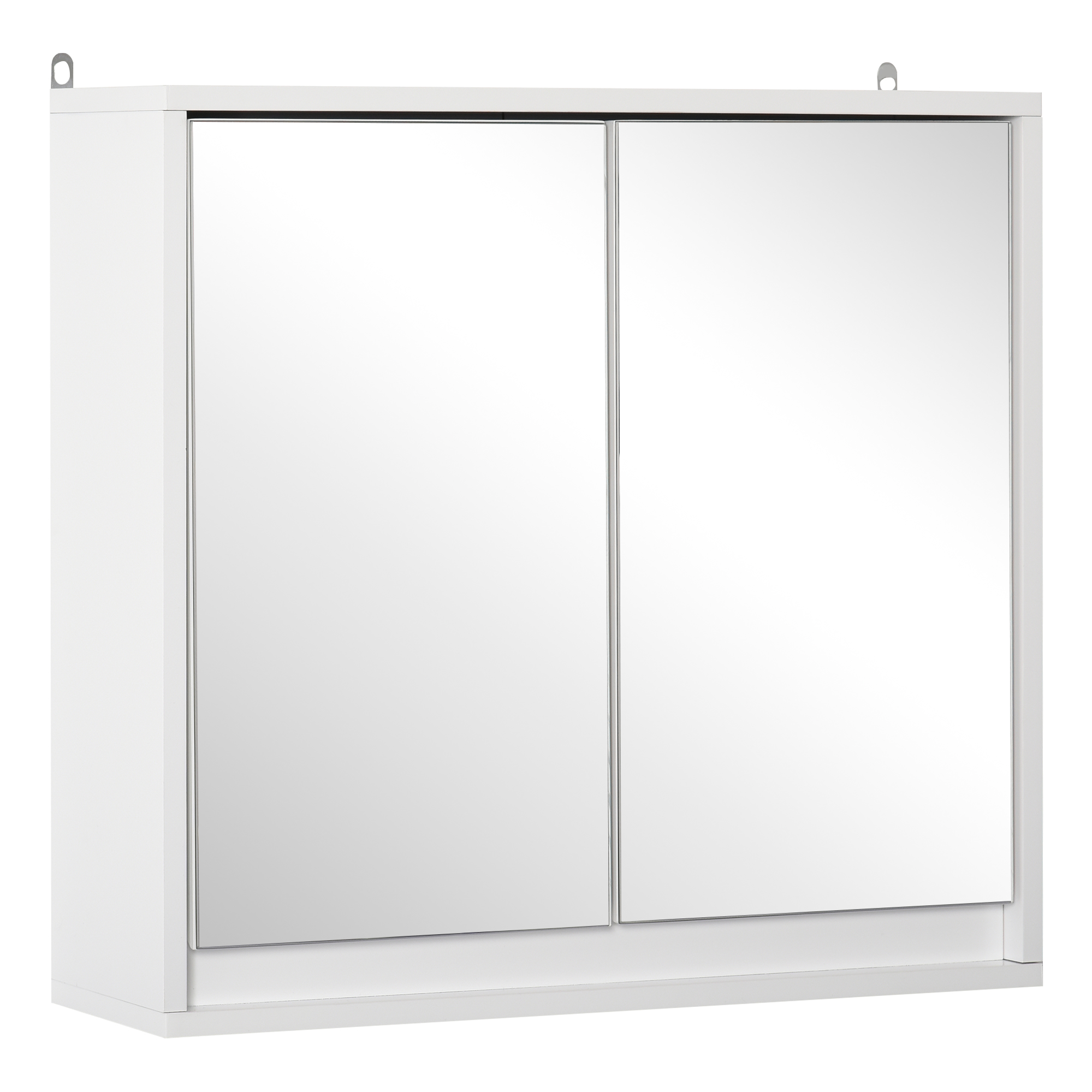 HOMCOM Spiegelschrank Badezimmerschrank Badschrank Hängeschrank Badmöbel mit 2 Ablagen Wandschrank Holz Weiß 48 x 14,5 x 45 cm Aosom