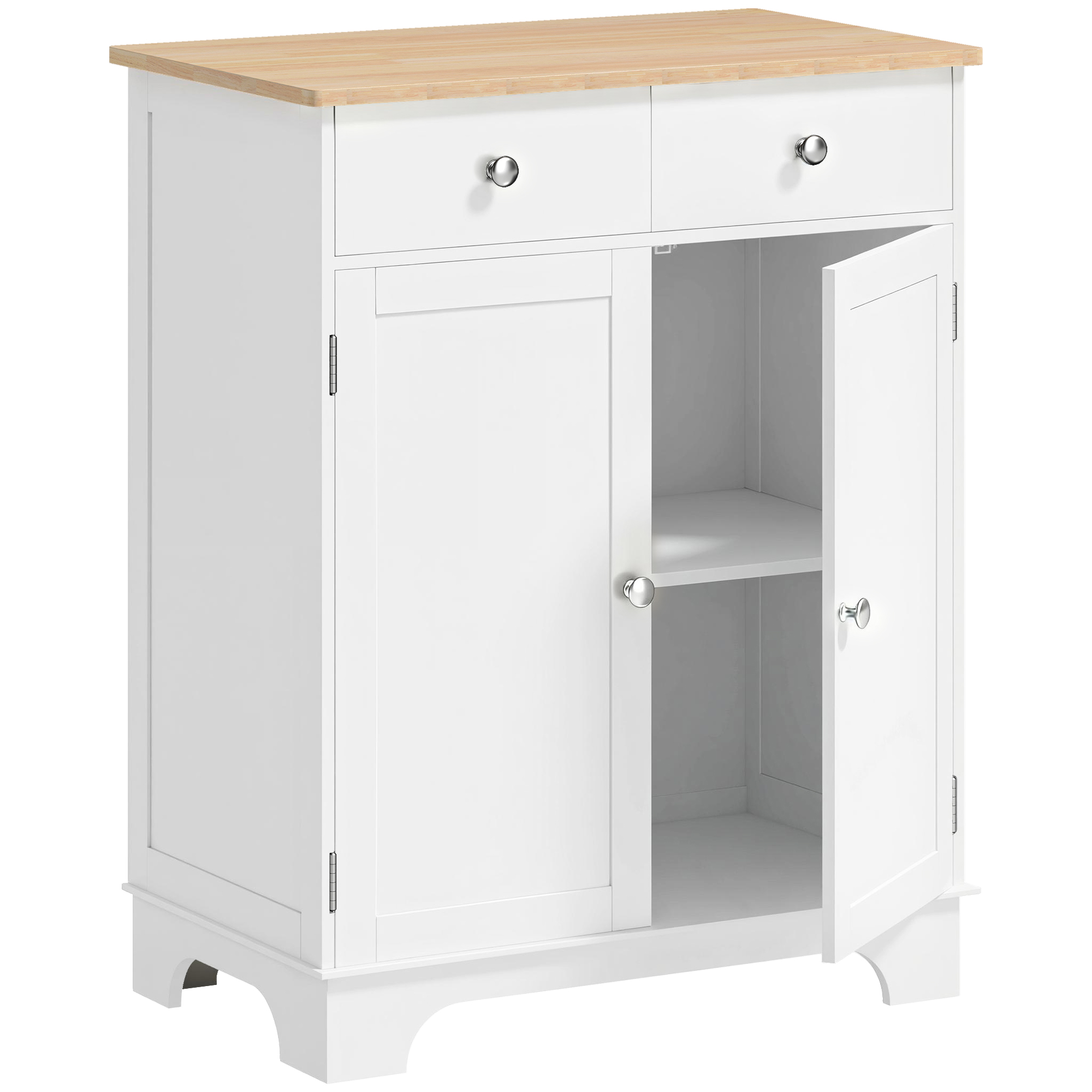 HOMCOM Küchenschrank Sideboard mit 2 Schubladen, Kommode, Aufbewahrungsschrank aus MDF, Weiß, 68 x 40,3 x 85 cm für Küche & Esszimmer   Aosom.de