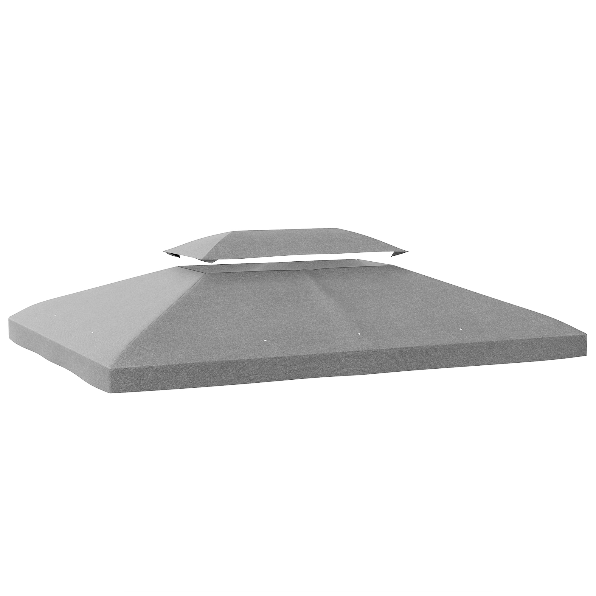 Outsunny Ersatzdach für Pavillon, 4x3 m, Ersatzbezug mit Doppeldach, 10 Ablauflöcher und UV-Schutz, NUR Ersatzdach für Pavillon Gazebo, Hellgrau Aosom