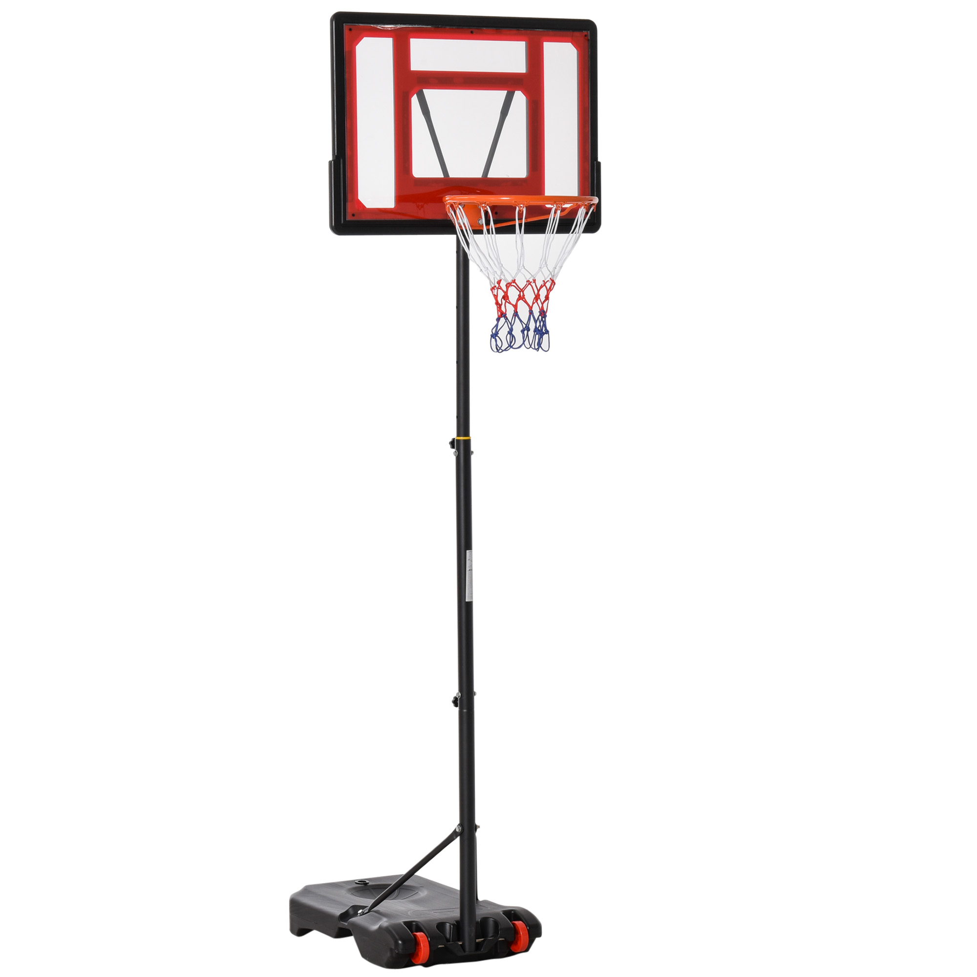 HOMCOM Basketballständer Outdoor mit Rollen, 160-210 cm höhenverstellbar Basketballkorb mit Ständer, 83x59cm Rückwand, für Jugendliche im Hinterhöfen, Gärten, Garagen   Aosom