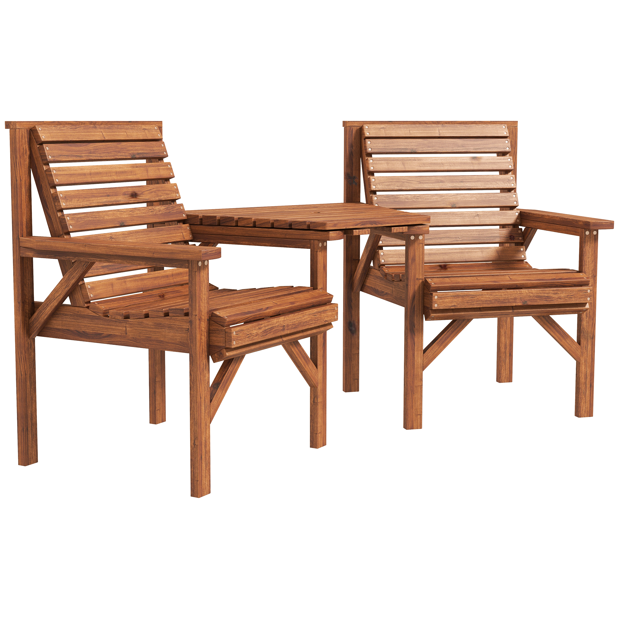 Outsunny Bistro-Set 3-teilig aus Holz Wetterfest Gartenmöbel Set mit Lamellendesign Sonnenschirmloch Gartenstühlen Outdoor Balkonmöbel Set Sitzgruppe Balkonset Gartengarnitur Verkohlt   Aosom