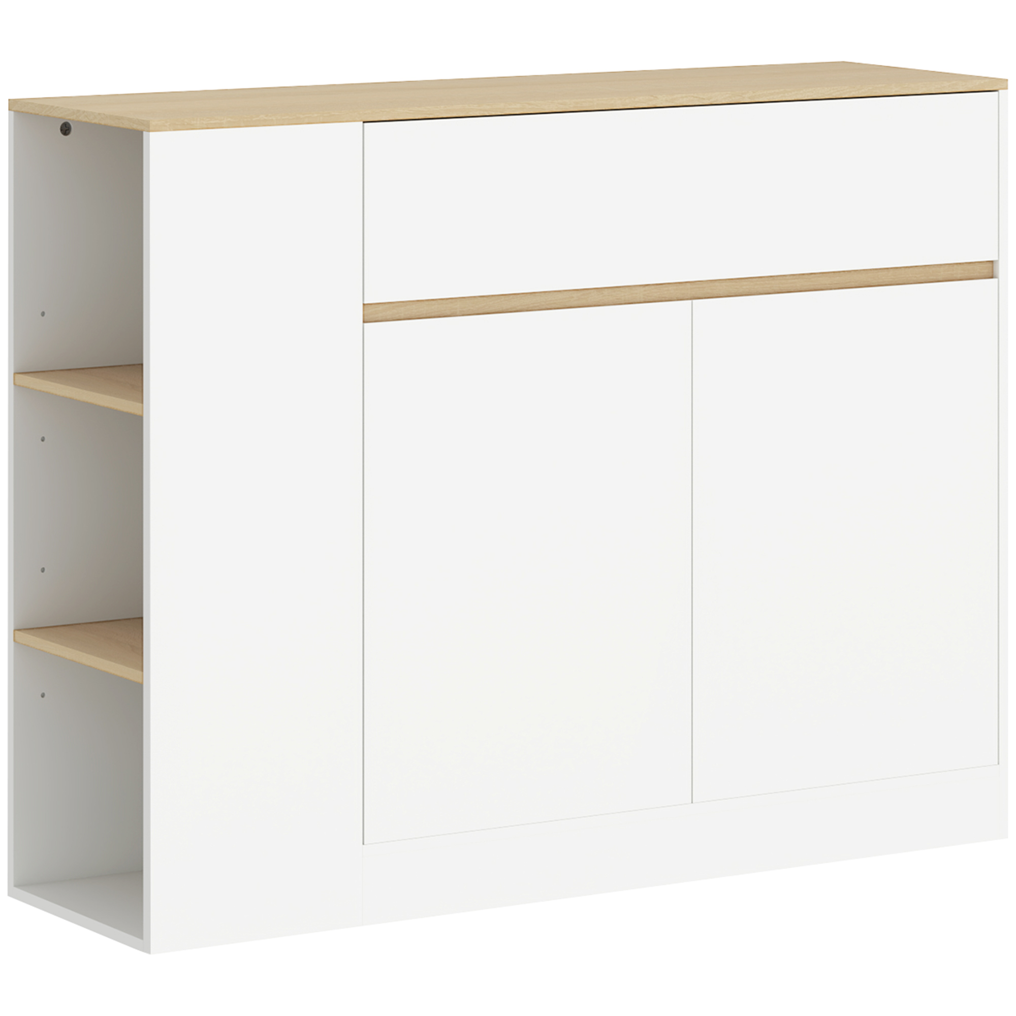 HOMCOM Sideboard, Küchenschrank mit Schublade, verstellbare Ablage, Aufbewahrungsschrank mit Kippschutz, Beistellschrank für Küche, Esszimmer, 105 x 30 x 81,5 cm Weiß   Aosom