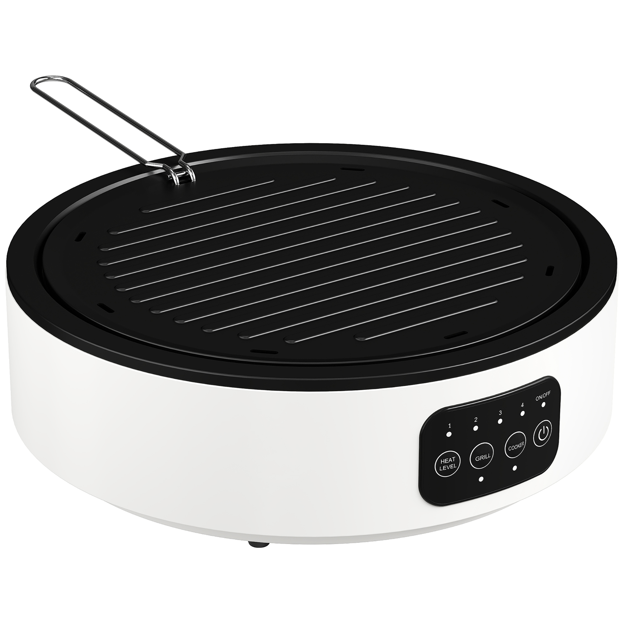 HOMCOM Glaskeramikkochfeld 2 in 1 Kochfeld mit Grillplatte Stecker LED-Touch-Steuerung 2000 W 36 cm Infrarot Herdplatte mit 4 Heizstufen Fettauffangschale für Alle Töpfe   Aosom