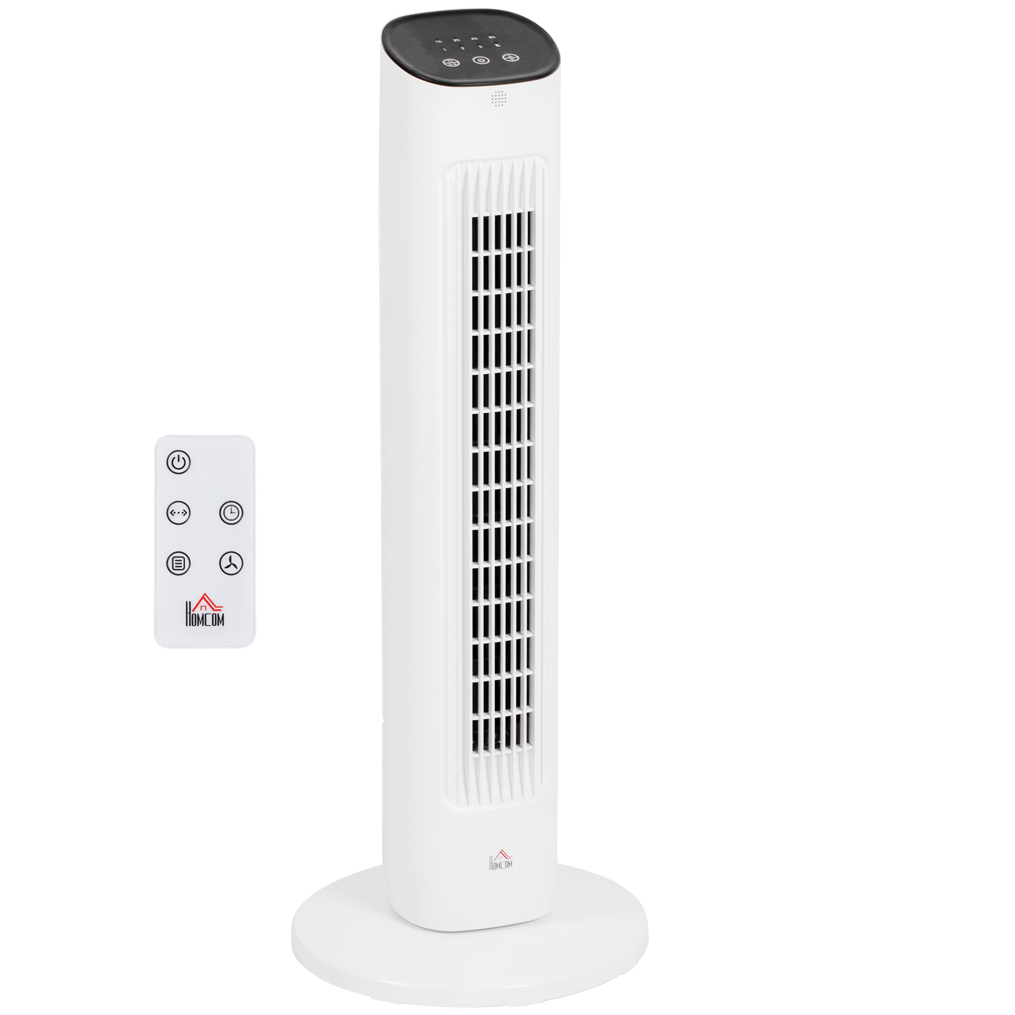 HOMCOM Turmventilator mit Fernbedienung 85° oszillierender 78 cm Standventilator mit 3 Geschwindigkeiten 2 Modi 50 W Säulenventilator mit Timer LED-Display Weiß   Aosom