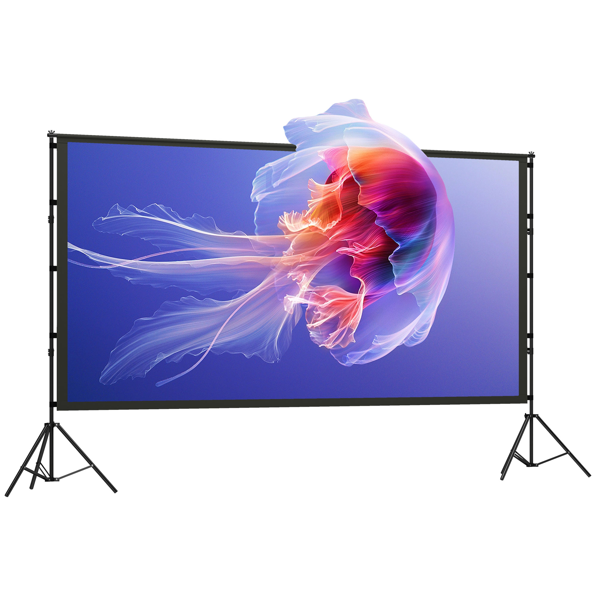HOMCOM Beamer Leinwand 120' 263 x 148 cm 16:9 HD 4K/8K Projektionsleinwand mit Klappbar Stativ, 160 Grad Betrachtungswinkel, Tragbare Doppelseitige Leinwand für Heimkino oder Präsentationen   Aosom