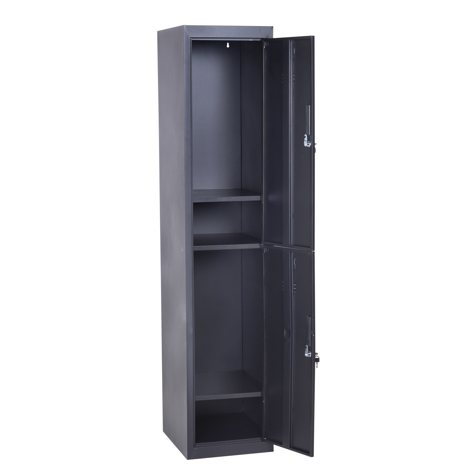 Vinsetto Spindschrank mit 4 Fächern, Metallschließfach mit 2 abschließbaren Türen (2 Schlüssel), Kleiderstange, Aufbewahrungsschrank für Büro, Garage, Schule, 38 x 46 x 180 cm, schwarz   Aosom