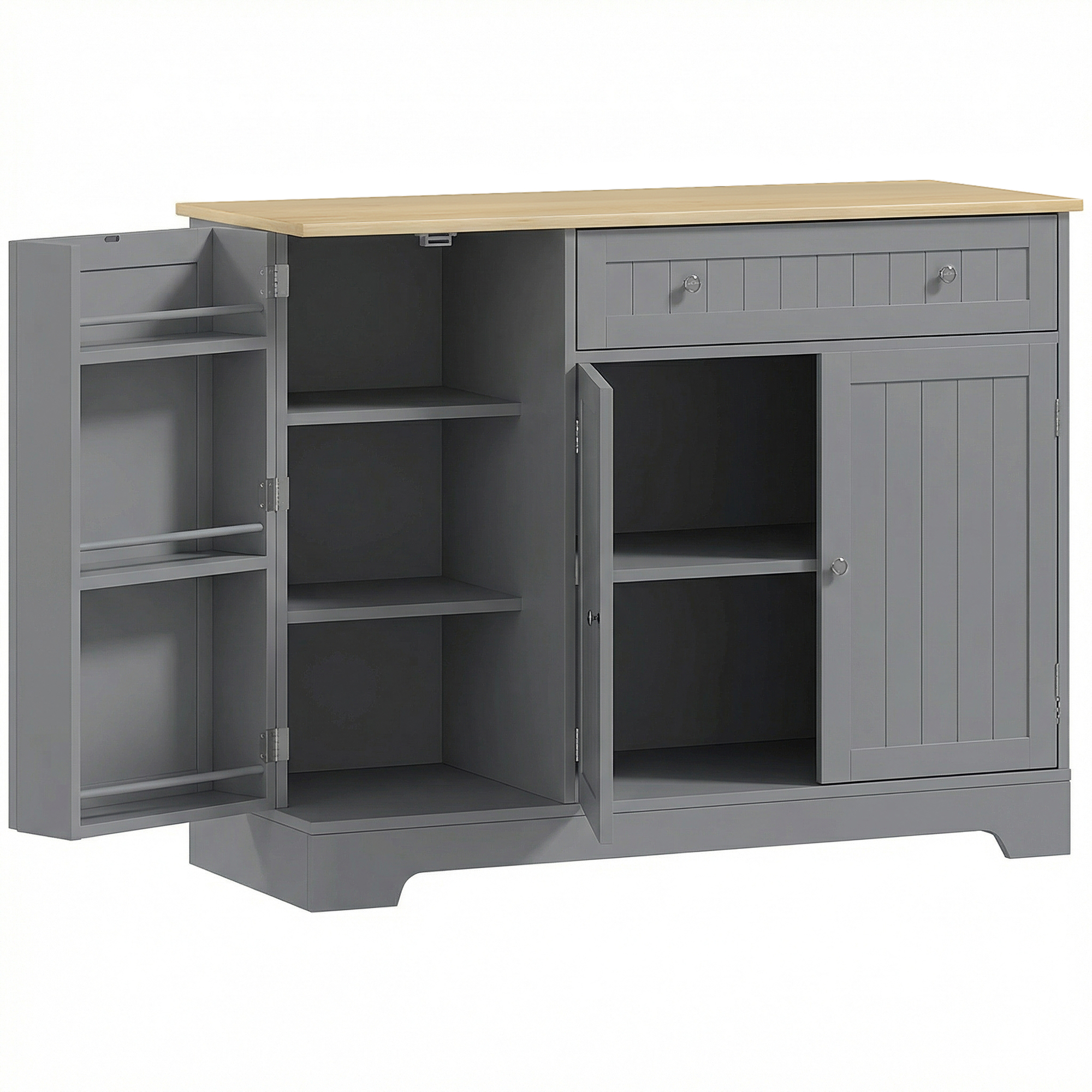 HOMCOM Küchenbuffet, Küchenschrank mit 3 Türregalen, 1 Schublade, verstellbaren Einlegeböden, Sideboard für Esszimmer, 105x40x83 cm, Grau   Aosom