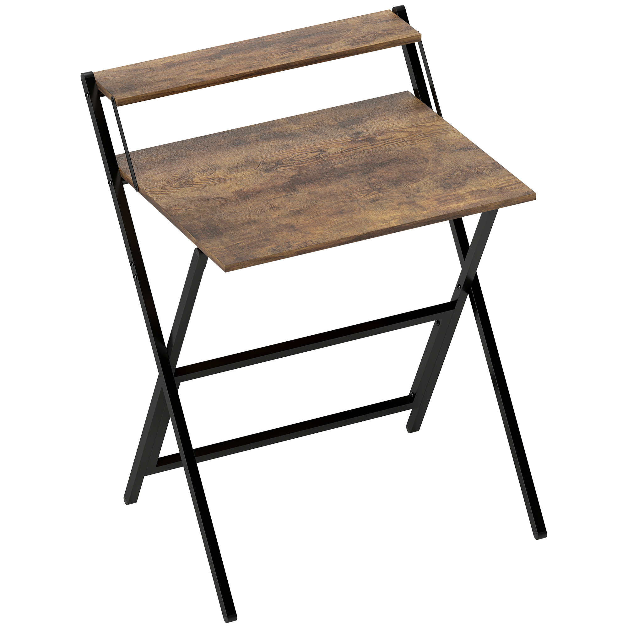 HOMCOM Klapp-Schreibtisch 65,5 x 45 cm mit Ablage, Computertisch/Schreibtisch für Schlafzimmer, kleine Räume, rustikales Braun   Aosom