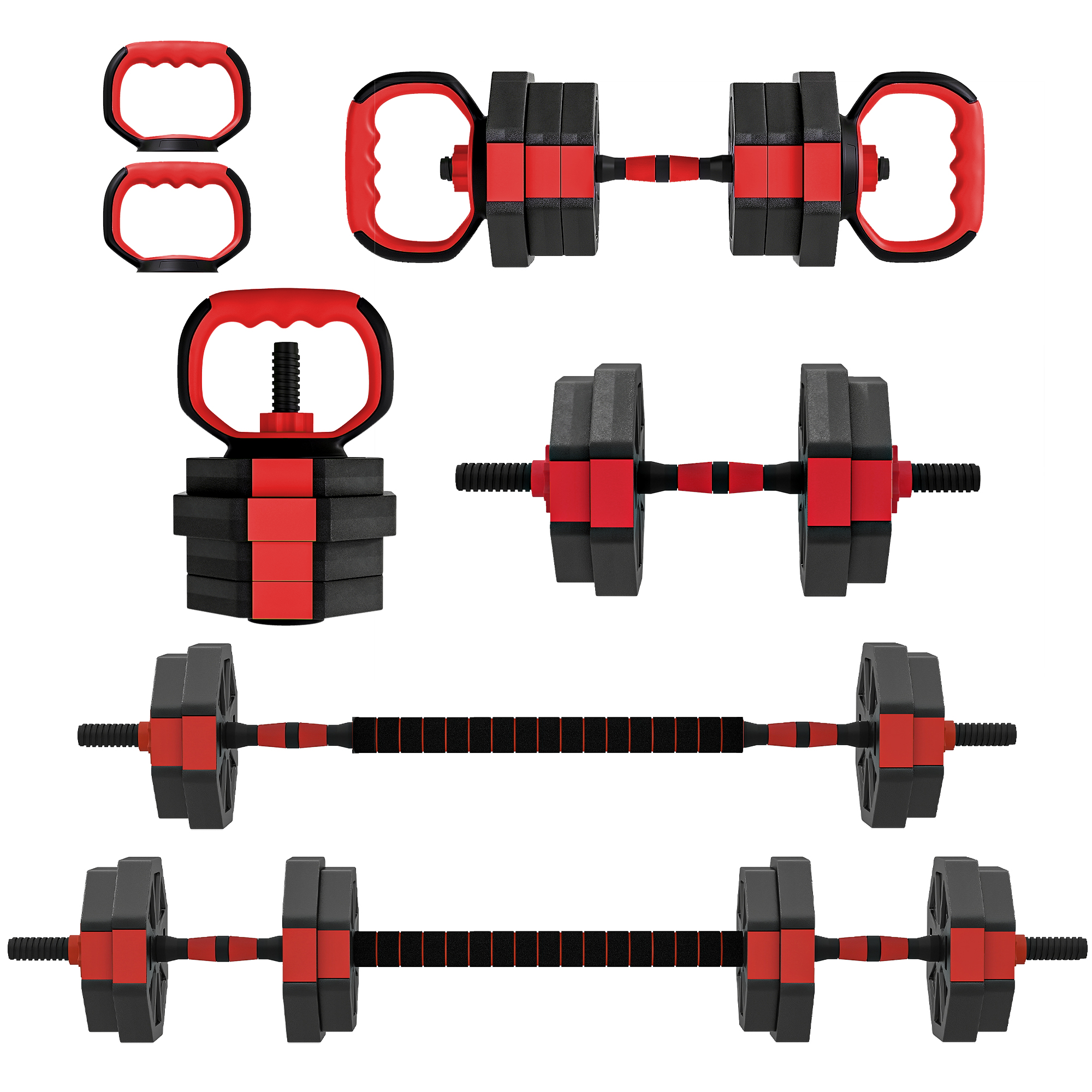 SPORTNOW 4-in-1 Hantelset Kurzhantel Set Kurzhanteln Langhanteln verstellbar 15 KG Hanteln Set Dumbbell mit Verbindungsrohr Sternverschlüsse Kurzhantelset für Krafttraining Zuhause   Aosom