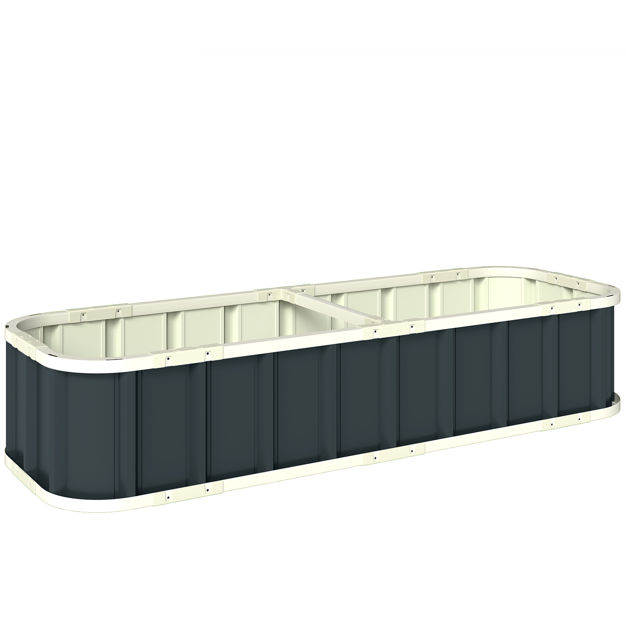 Outsunny Hochbeet aus verzinktem Stahl, Gartenbeet mit Handschuhen und umgeschlagenen Kanten, Hochbeet für Blumen, Kräuter, Gemüse, 165 x 52 x 31 cm, dunkelgrau   Aosom