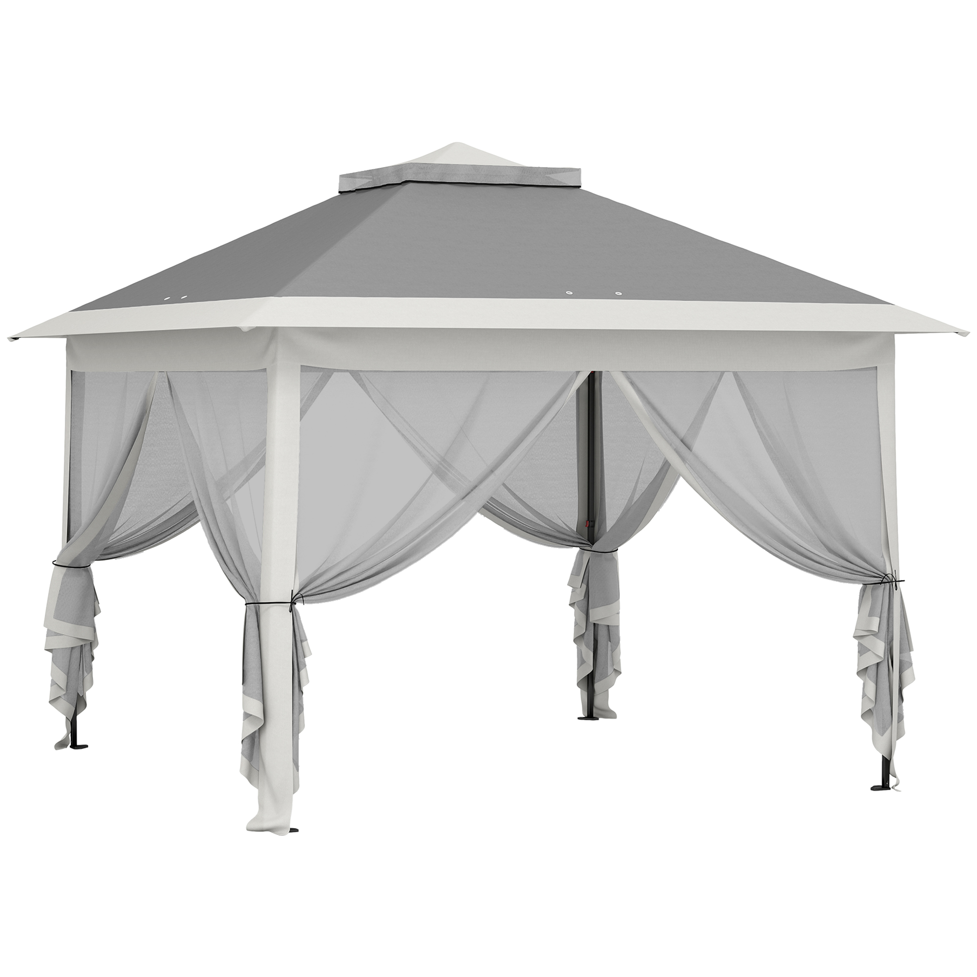 Outsunny Pavillon 3,3x3,3m, wasserabweisend Winterfest Pop-up Faltpavillon mit Doppeldach, UV Schutz, Faltbar Partyzelt Gartenzelt mit Seitenteilen, Tasche Gartenpavillon für Camping Garten Dunkelgrau Aosom