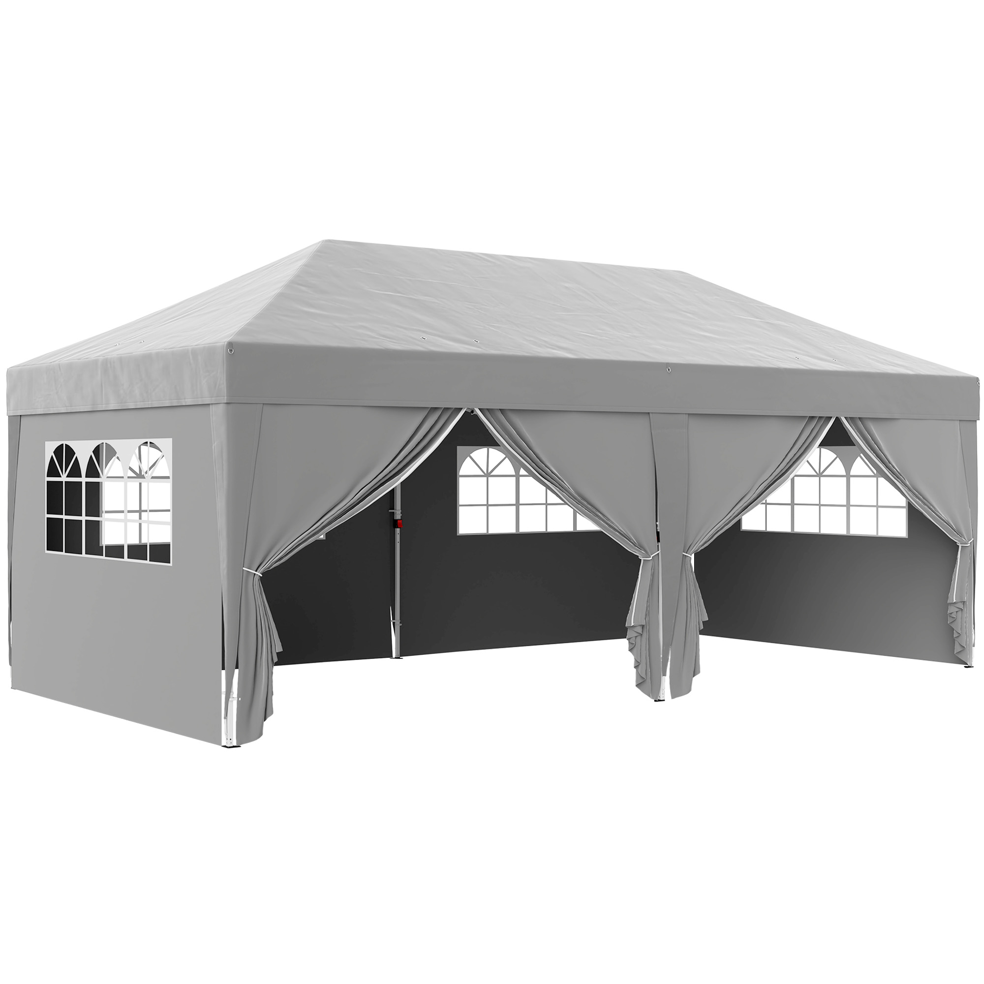 Outsunny Pavillon ca. 6x3m Stabil Winterfest Pop-up Faltpavillon mit Fenster Reißverschlusstür Seitenteilen UV Schutz, Faltbar Partyzelt Gartenzelt Gartenpavillon für Camping Garten Festival, Grau   Aosom