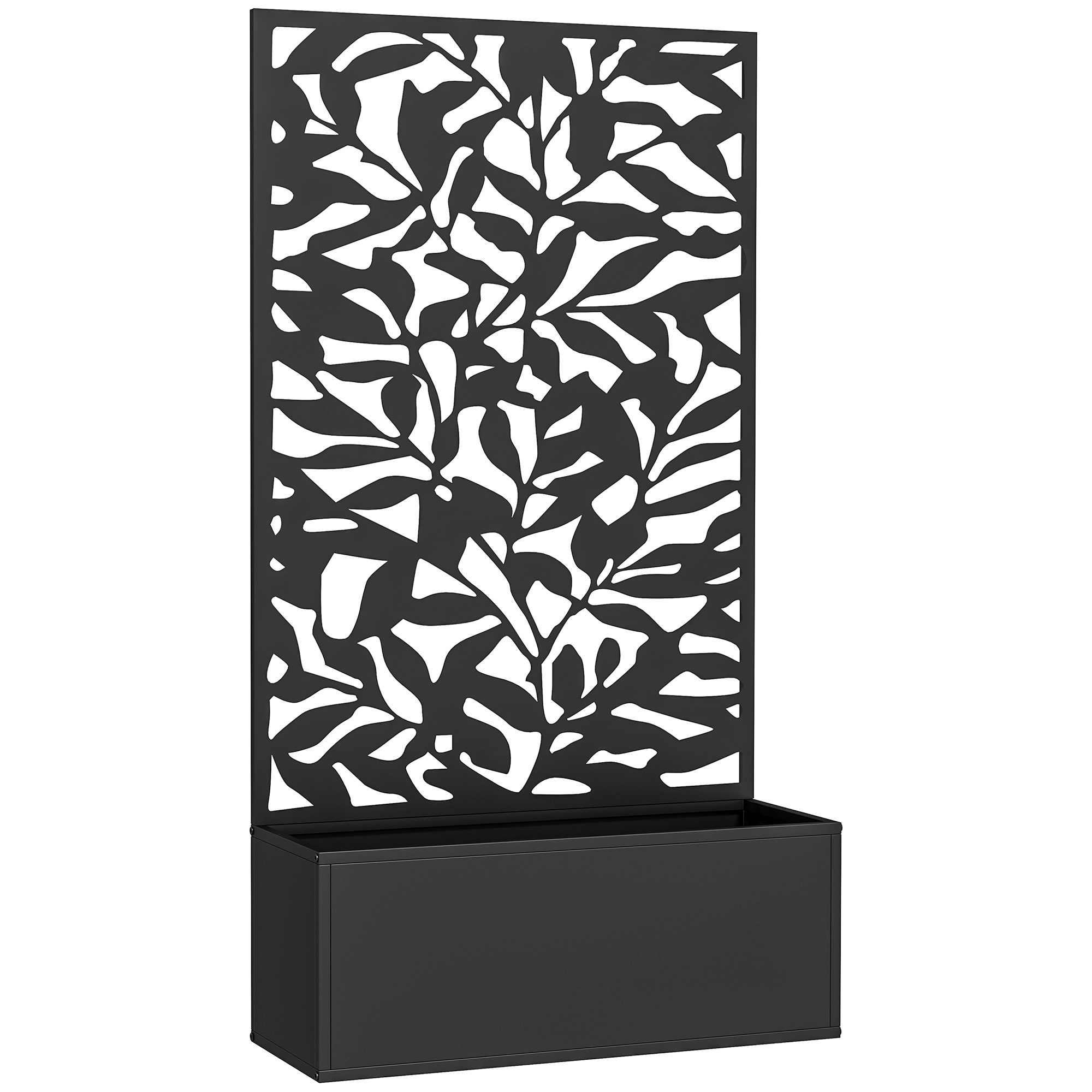 Outsunny Hochbeet Pflanzkasten mit Sichtschutz Pflanzkübel Blumenkasten Metall, Gartenspalier 61 x 23 x 113cm für Garten Balkon Terrasse, Blumenkübel für Kletterpflanzen Korbpflanzen, Blumen Aosom