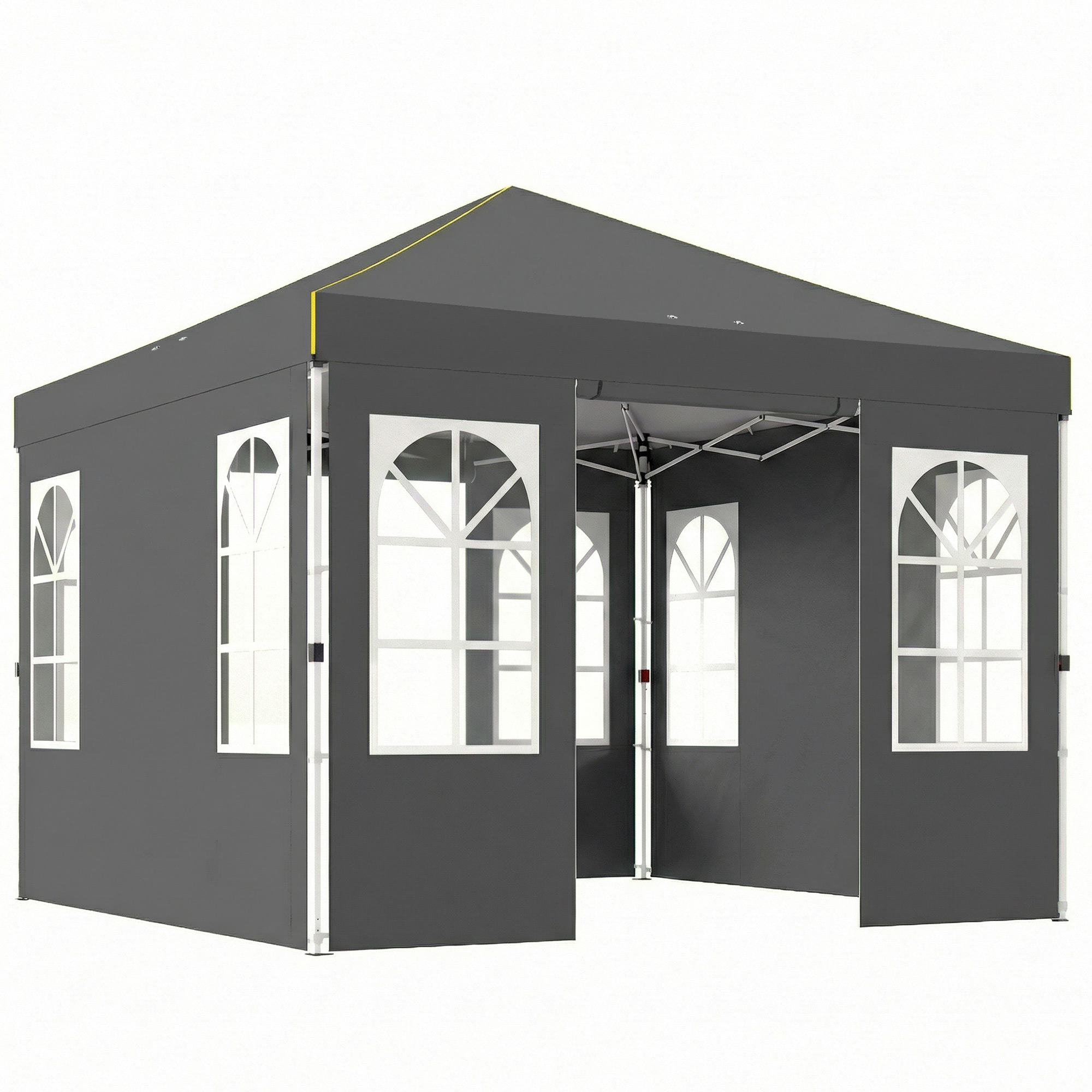 Outsunny Pavillon 3x3m Wasserdicht Stabil Winterfest Pop-up Faltpavillon, Ein-Knopf-Aufbau, UV 50+ Faltbar Partyzelt Gartenzelt mit Seitenteile Tasche Sandsäcke Gartenpavillon für Garten Festival   Aosom
