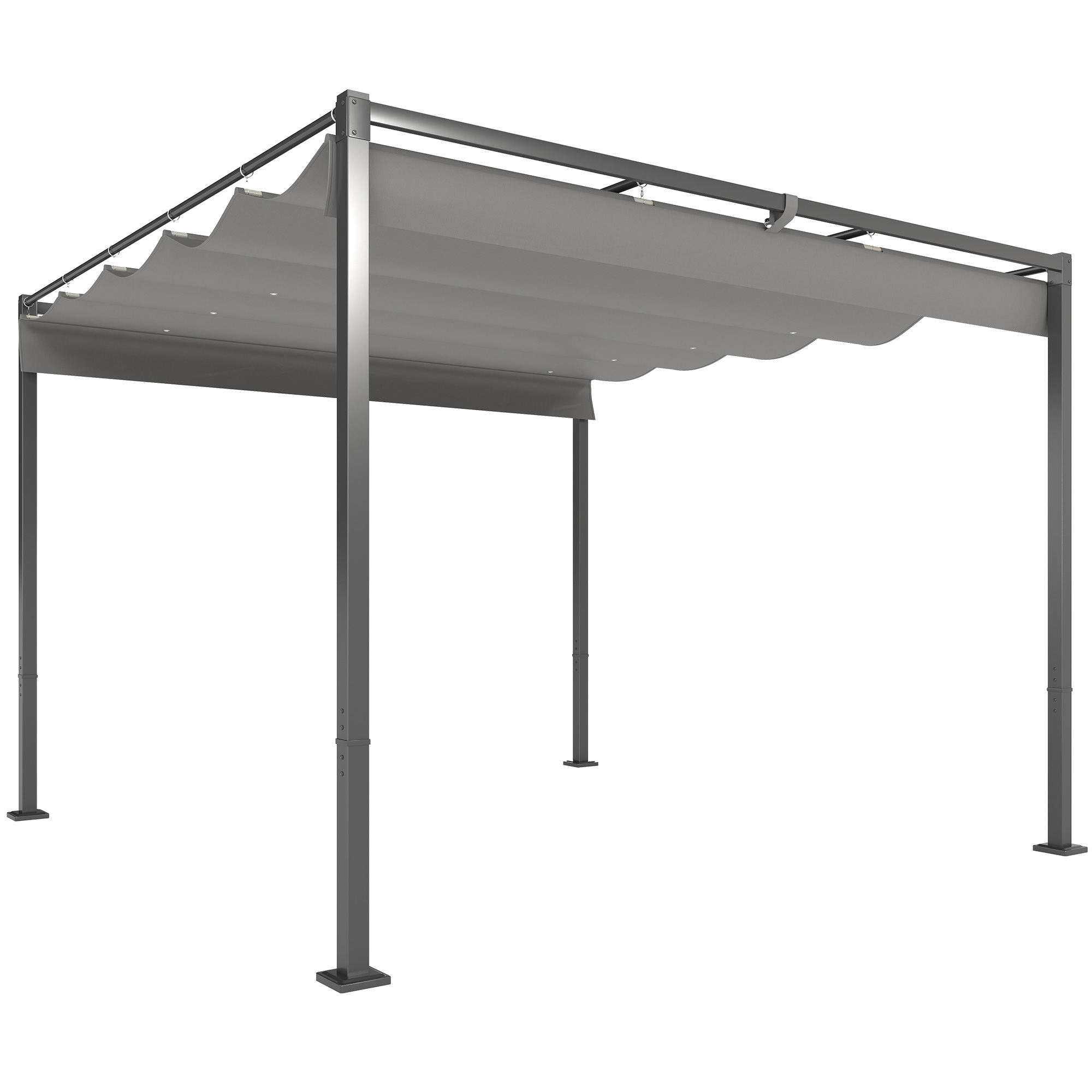 Outsunny Pergola ca. 3x3m Garten Pavillon mit magnetischem Pad Terrassendachung aus Metall, Gartenpavillon mit verstellbares Dach, Freistehend, UV Schutz 30+, für Terrasse und Garten, Grau   Aosom
