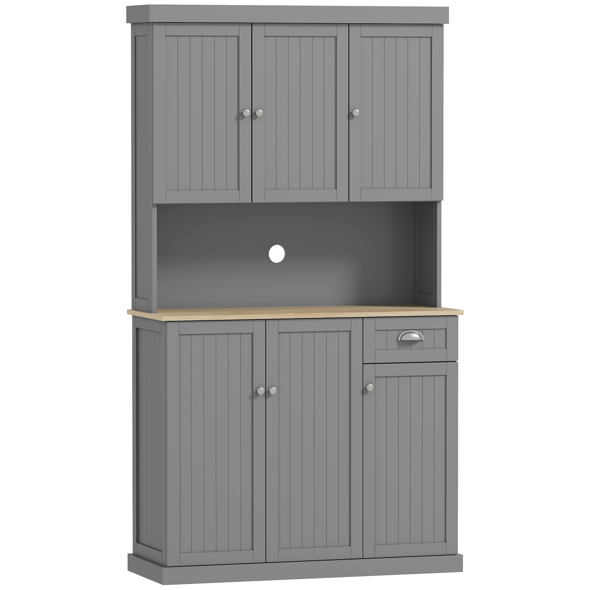 HOMCOM Küchenmöbel aus Holz mit Schränken und Schublade, Sideboard im Landhausstil mit verstellbaren Regalböden, 101x39x180 cm, Weiß Aosom