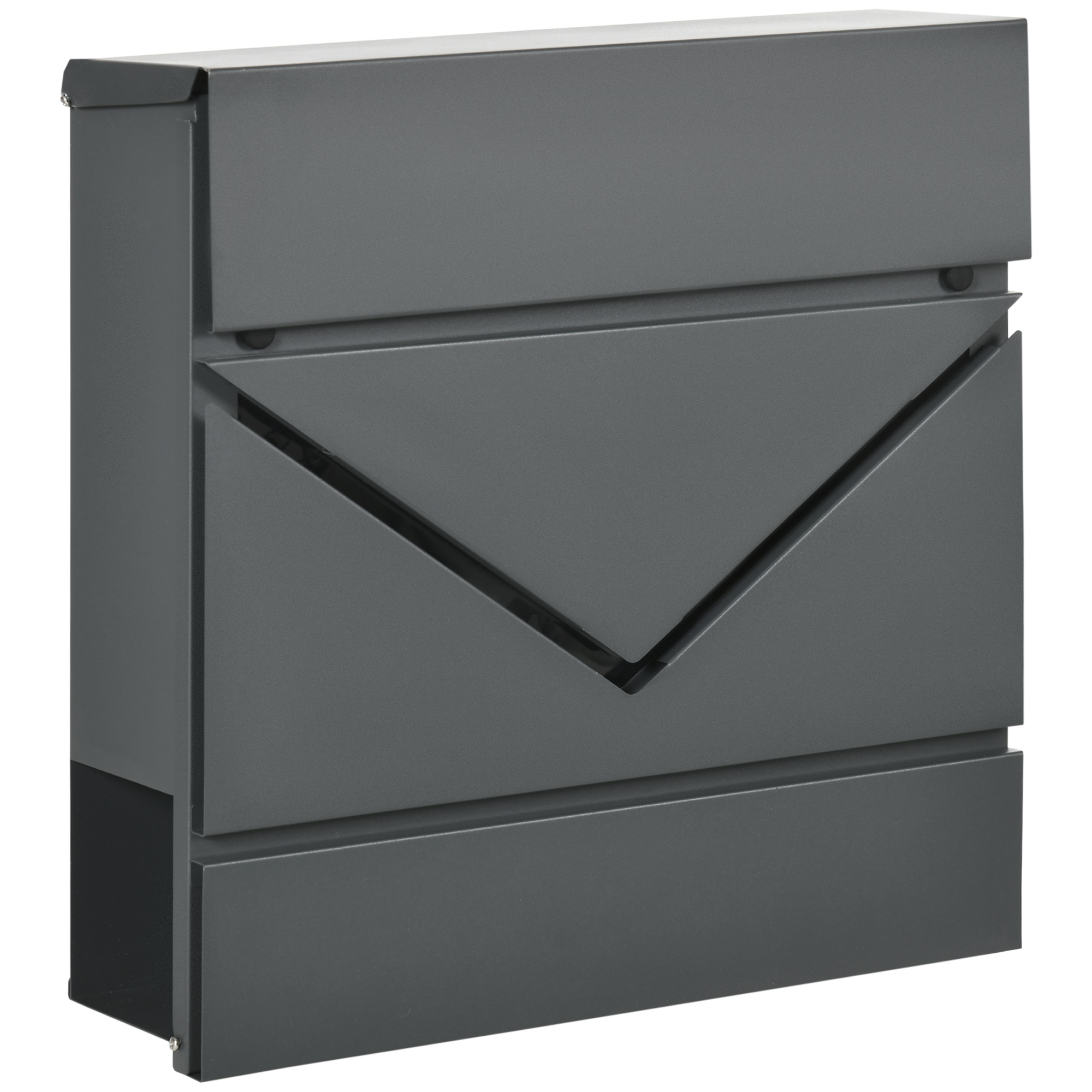 HOMCOM Briefkasten Wandbriefkasten mit Schloss, Deckel, Postkasten aus Verzinktem Stahl, für Outdoor, 37 x 10,5 x 37 cm, Dunkelgrau Aosom