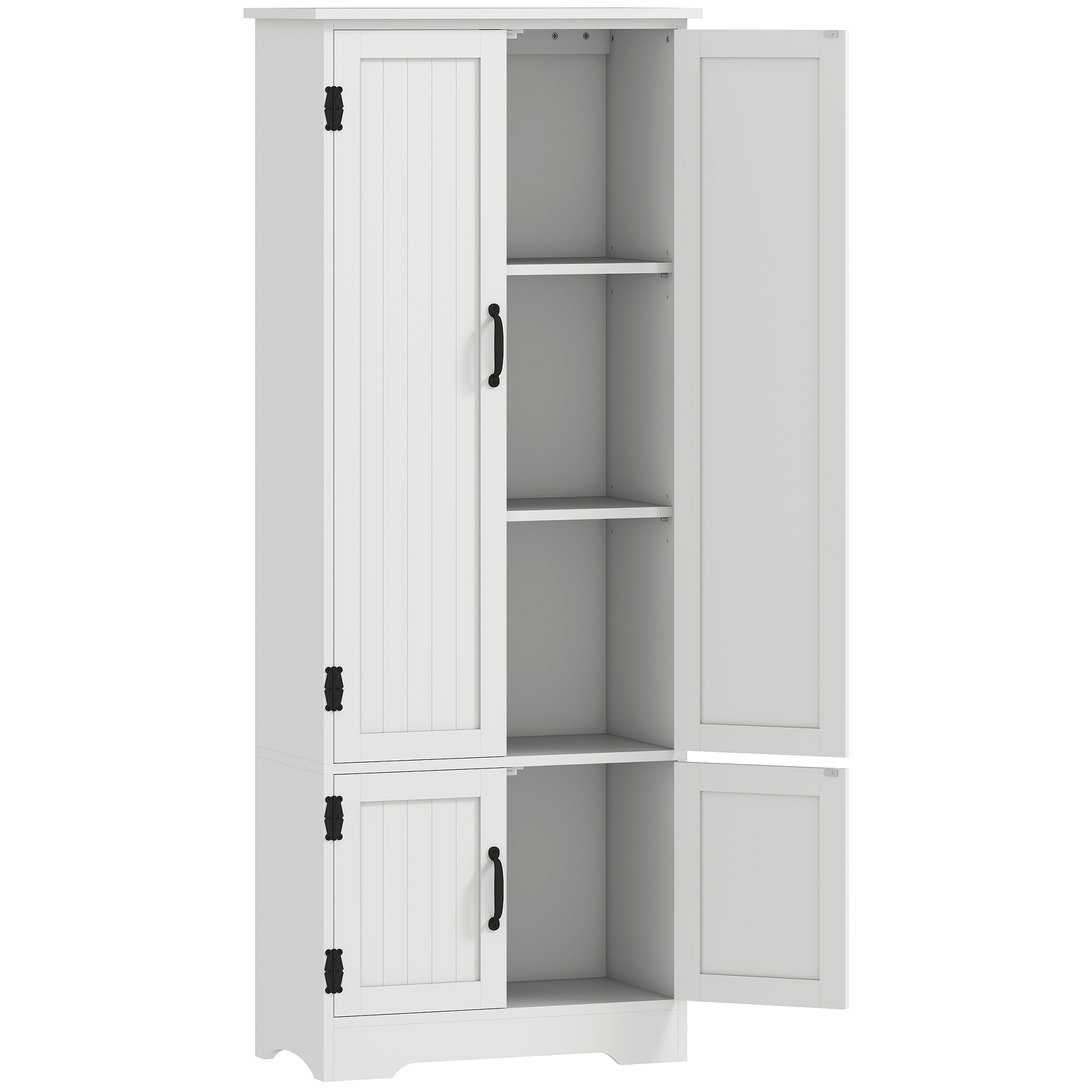 HOMCOM Küchenschrank zeitgenössisch mehrere Stauräume 2 Schränke 3 Regalböden MDF Spanplatten weiß   Aosom