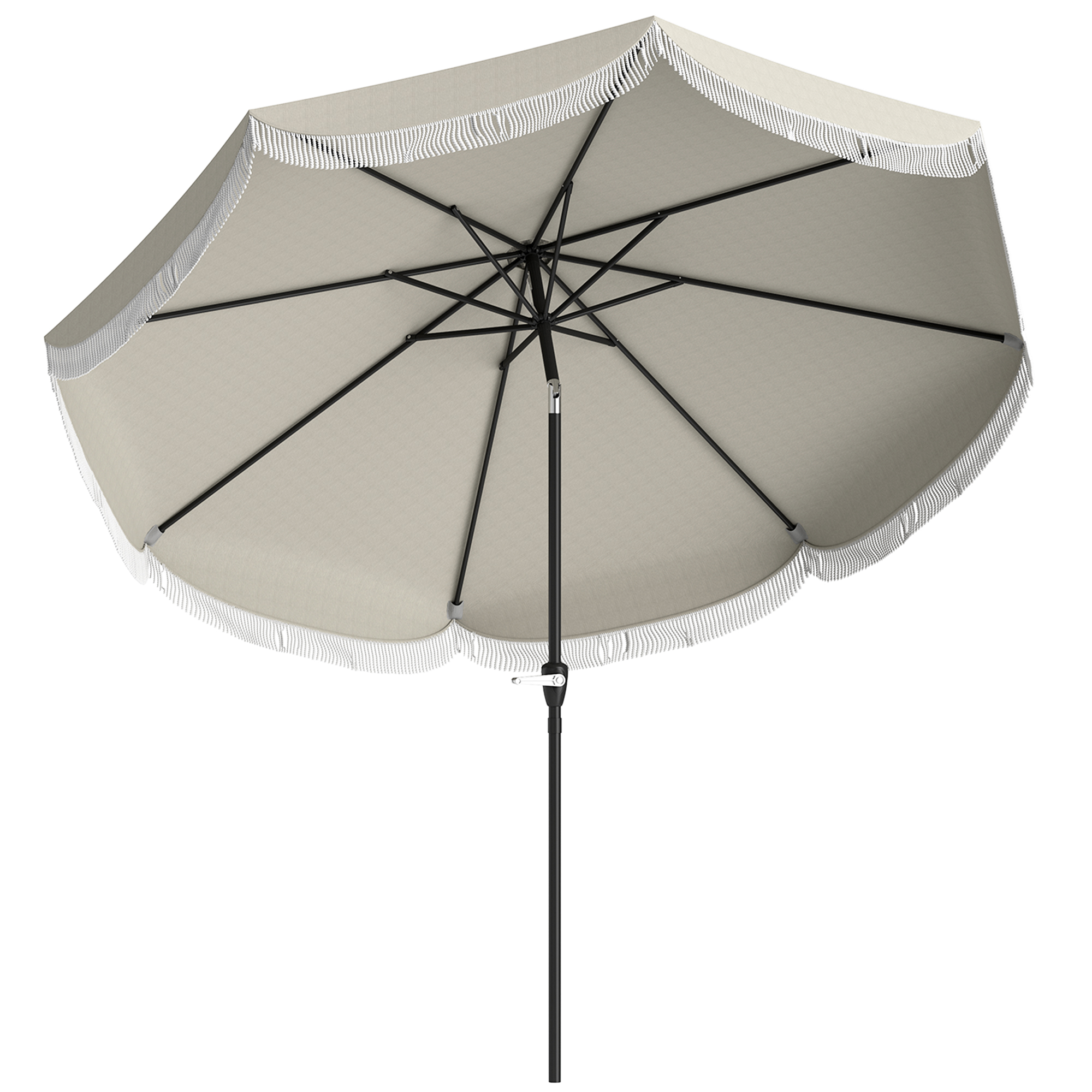 Outsunny Sonnenschirm Garten Neigbar 2,7x2,7 m mit Kurbel, Runder Außenschirm mit 8 Streben, Metall und Polyester, für Hof/Balkon, UV 30+, Hellgrau   Aosom
