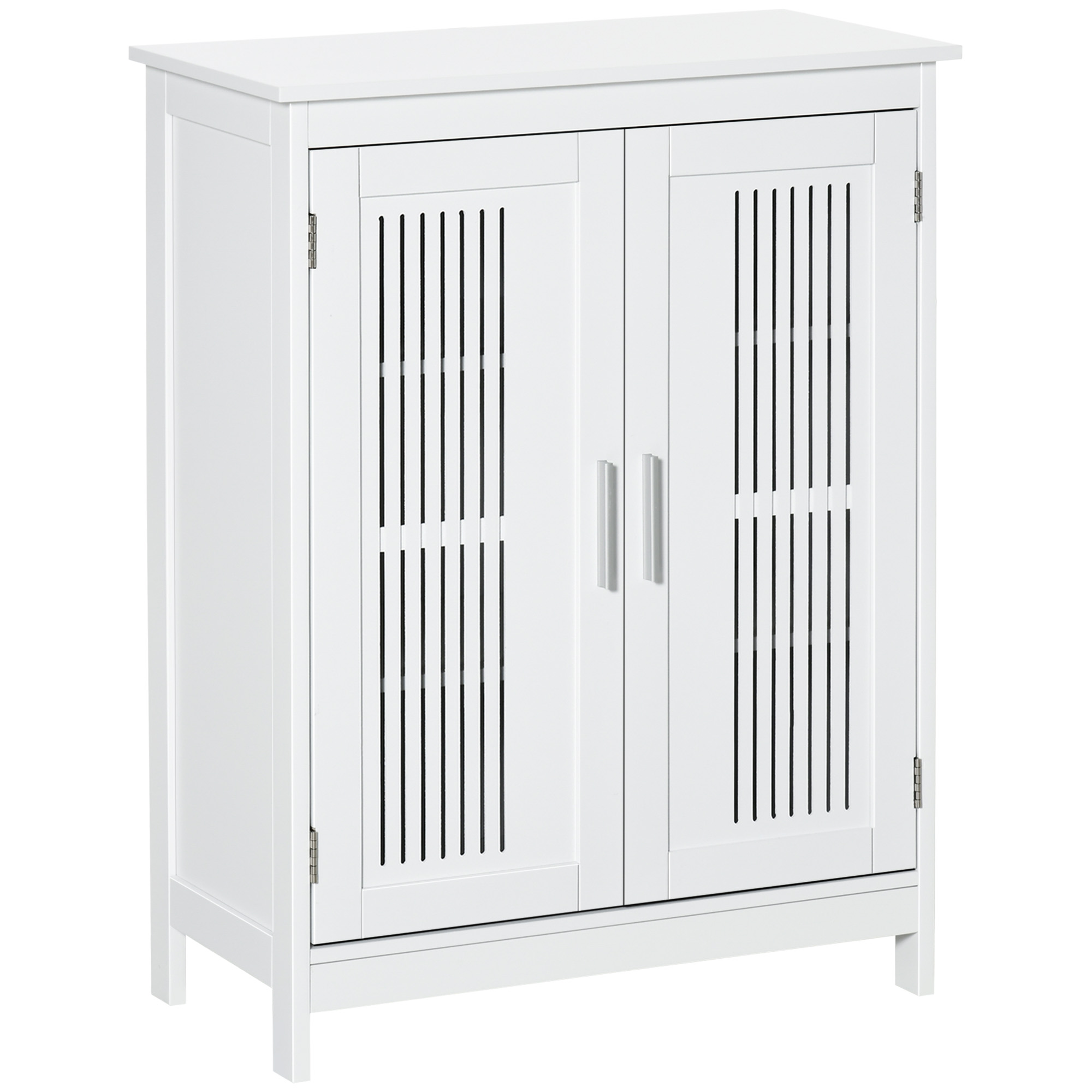 kleankin Badmöbel, freistehender Badezimmerschrank mit 3 Ebenen, Doppeltür und verstellbarem Fach, Aufbewahrung für Wohnbereich/Toilette, 60 x 30 x 80 cm, weiß   Aosom