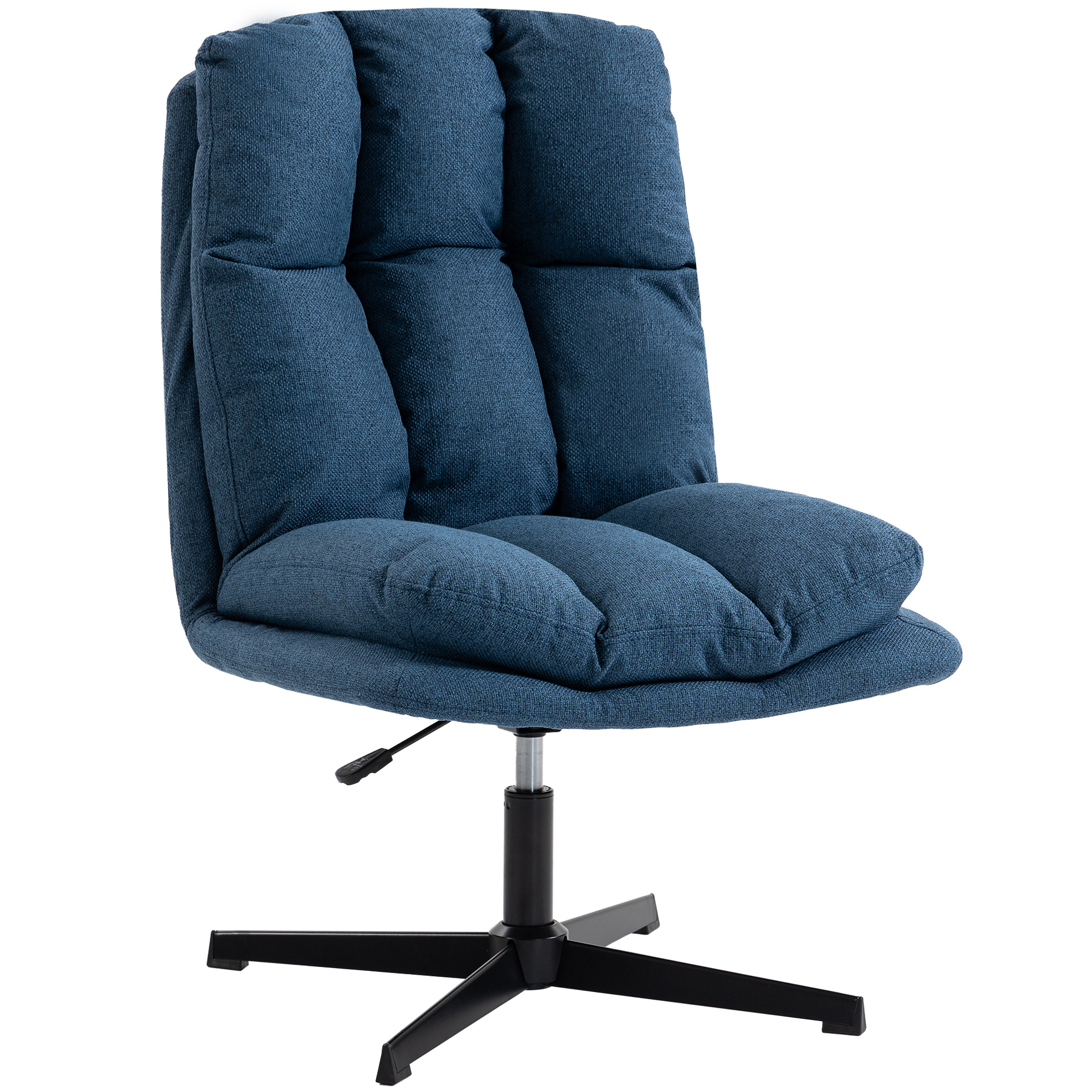 HOMCOM Loungesessel, drehbarer Sessel 360°, Relax-Sessel mit Höhenverstellung, breiter Sitz, Leinenbezug, Metallgestell für Wohnzimmer, Schlafzimmer, Dunkelblau Aosom