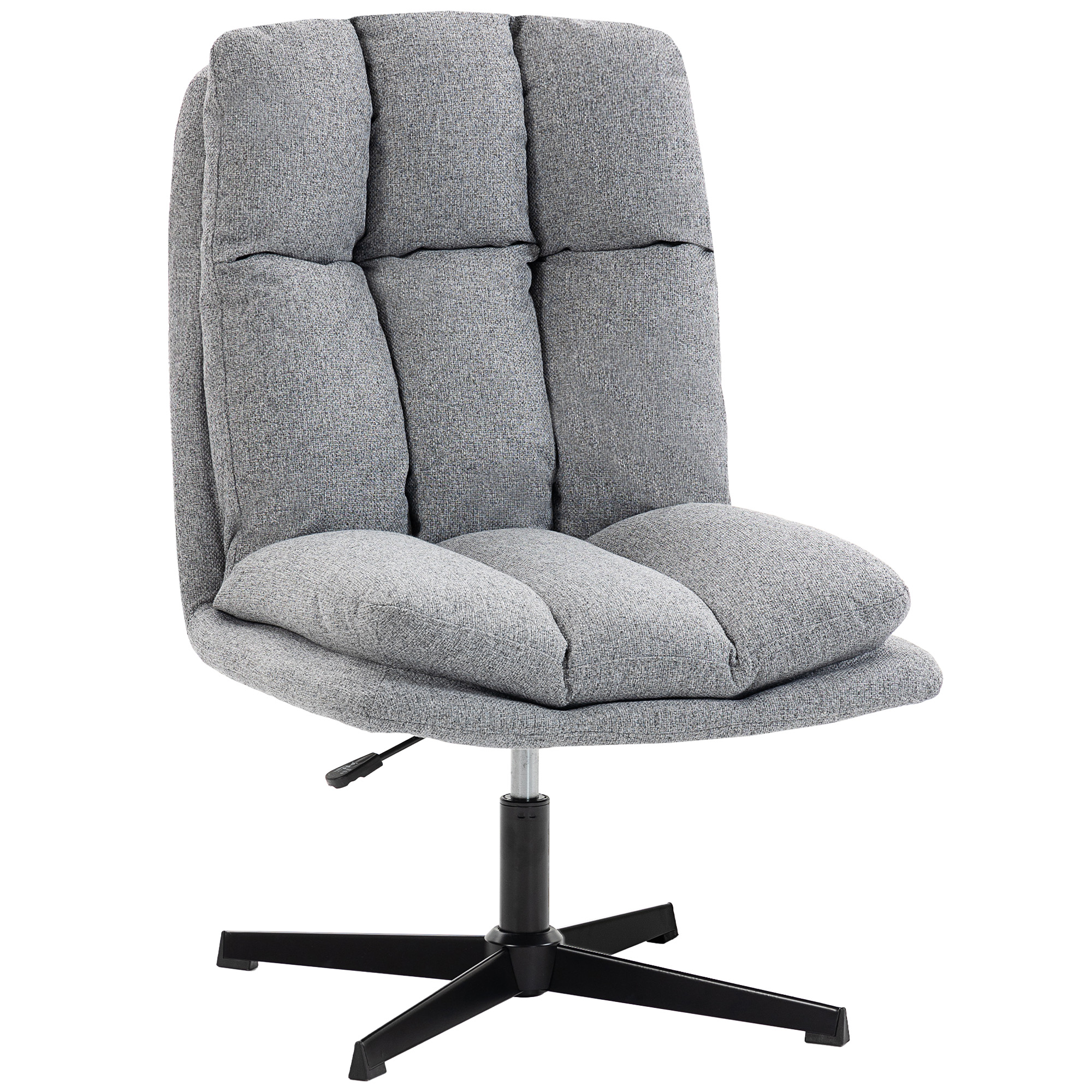 HOMCOM Drehbarer Wohnzimmer-Sessel in Leinenoptik, Lesesessel ohne Armlehnen mit breitem Sitz und Metallbeinen, Sessel für Wohn- und Schlafzimmer, Hellgrau Aosom