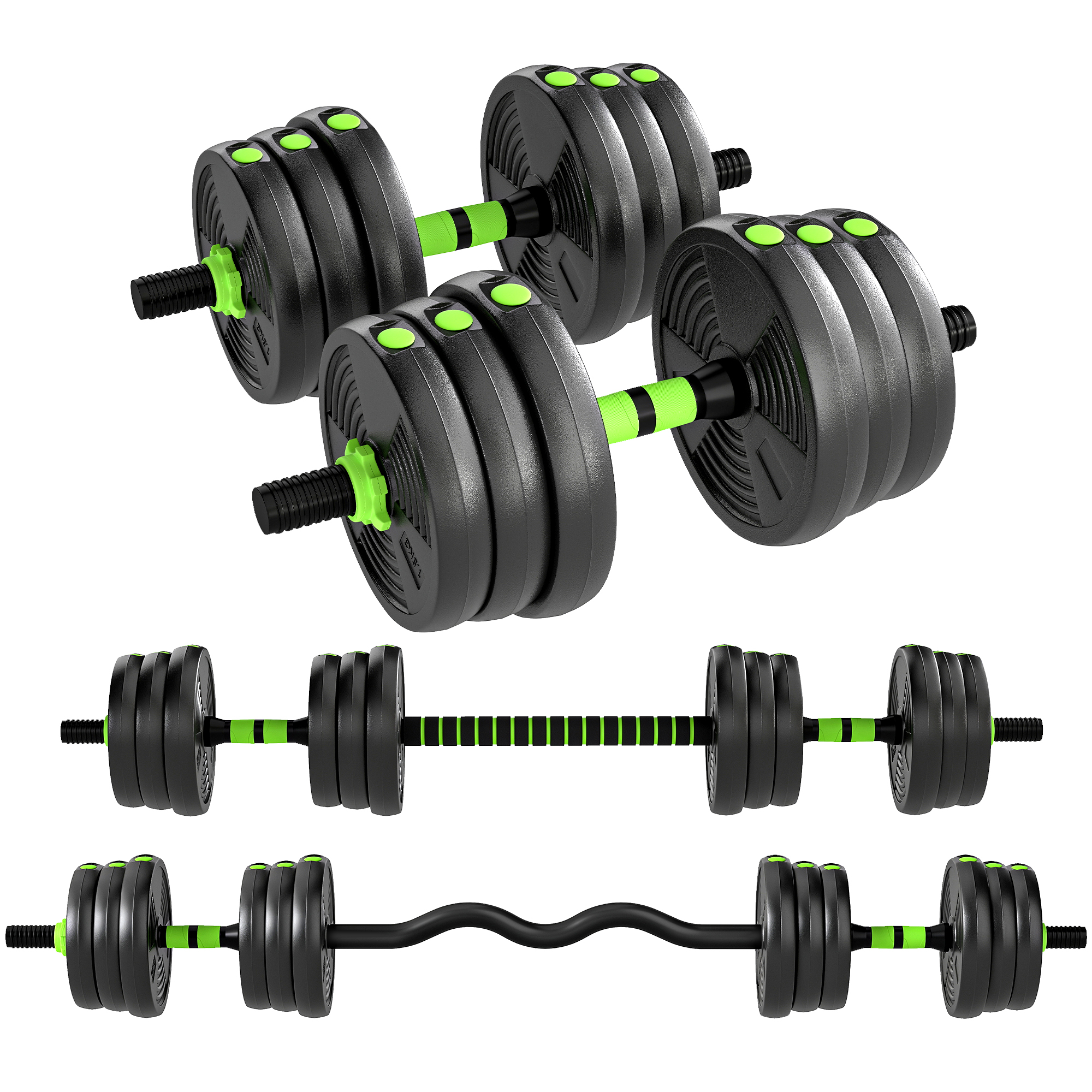 SPORTNOW 3-in-1 Hantelset verstellbar 25 KG Kurzhantel Set Kurzhanteln Langhanteln Hanteln Set Dumbbell mit Verbindungsrohr Kurzhantelset für Krafttraining Zuhause Fitnessstudio   Aosom