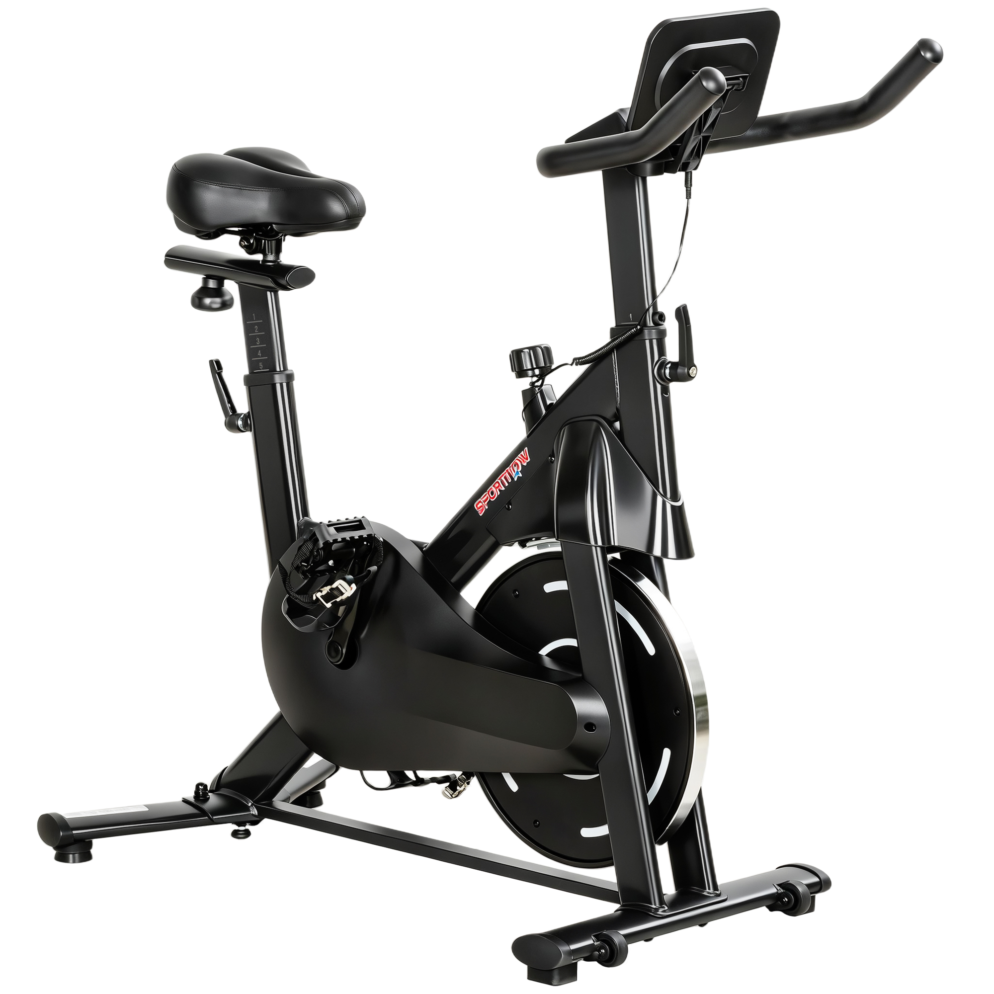 SPORTNOW Heimtrainer für Zuhause mit einstellbarem Magnetwiderstand, leiser Heimtrainer mit LCD-Display, Schwungrad, verstellbarem Sitz und Lenker, Rollen und Tablet-Halterung, belastbar bis 120 kg   Aosom