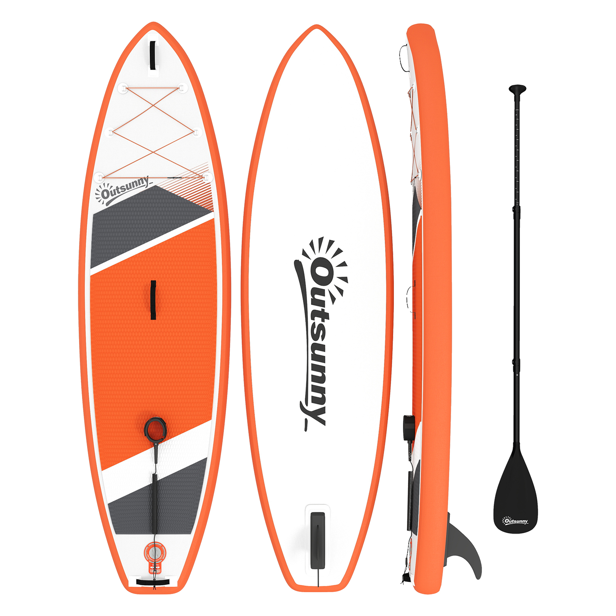 Outsunny Aufblasbares SUP-Board für Erwachsene, Stand-Up-Paddle-Board mit EVA-Antirutschdeck, verstellbares Aluminium-Paddel, Rucksack, Pumpe, abnehmbare Finne, Traglast 160 kg, 320x82x15cm, für alle Levels Aosom