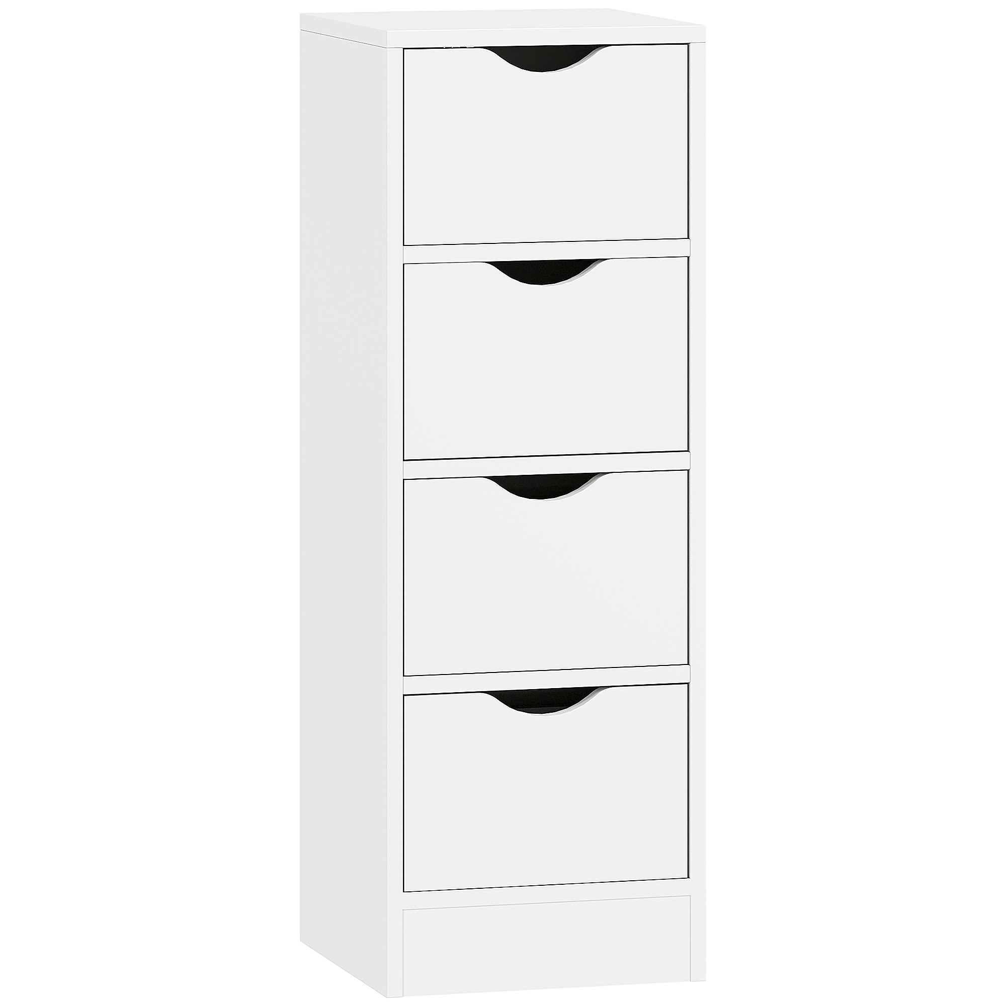 HOMCOM Badezimmermöbel, Aufbewahrung mit 4 Schubladen und Griffmulden, Badezimmerschrank, Wohn- & Schlafzimmer, für kleine Räume, 29 x 29 x 83 cm, weiß   Aosom